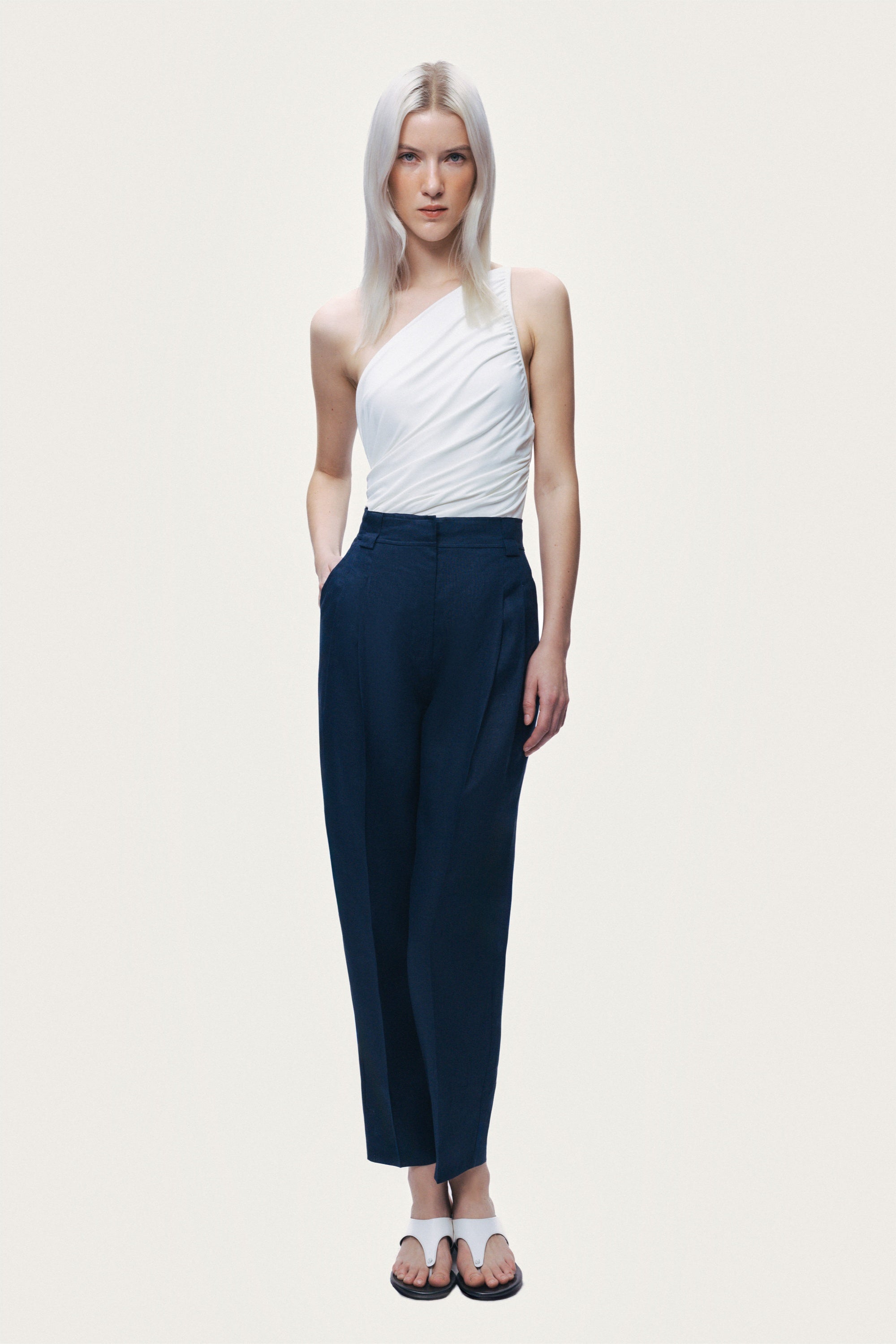 Pleat Front Tapered Trousers