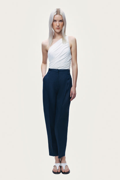 Pleat Front Tapered Trousers