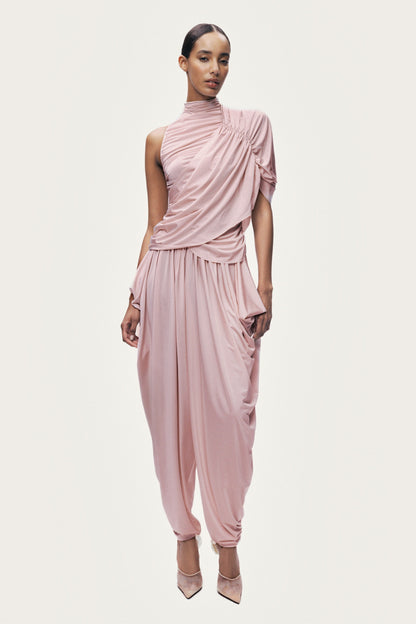 Blush Pink Draped Harem Trousers