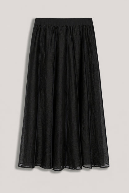 Braid-Trim Pleated Midi Skirt