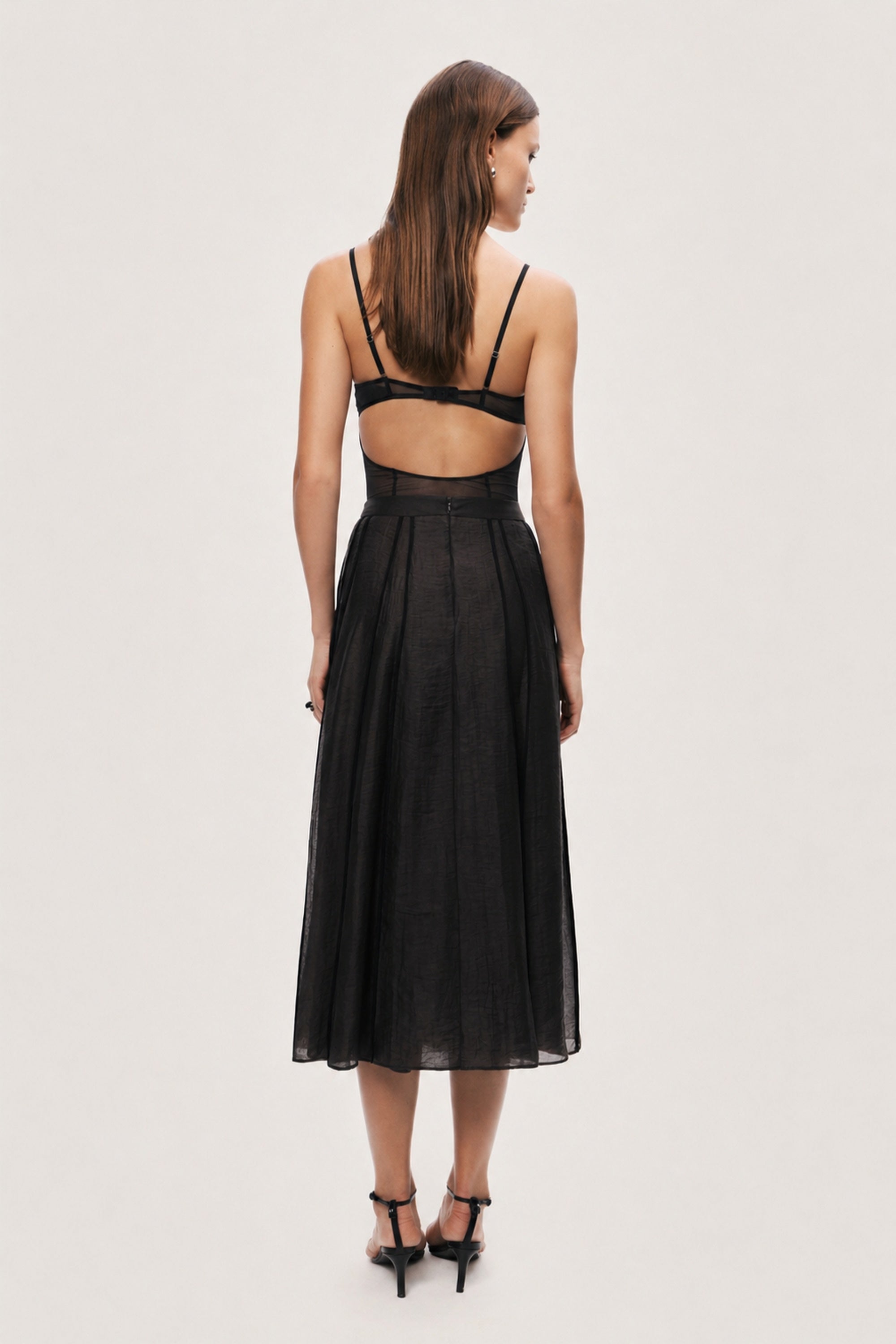 Braid-Trim Pleated Midi Skirt