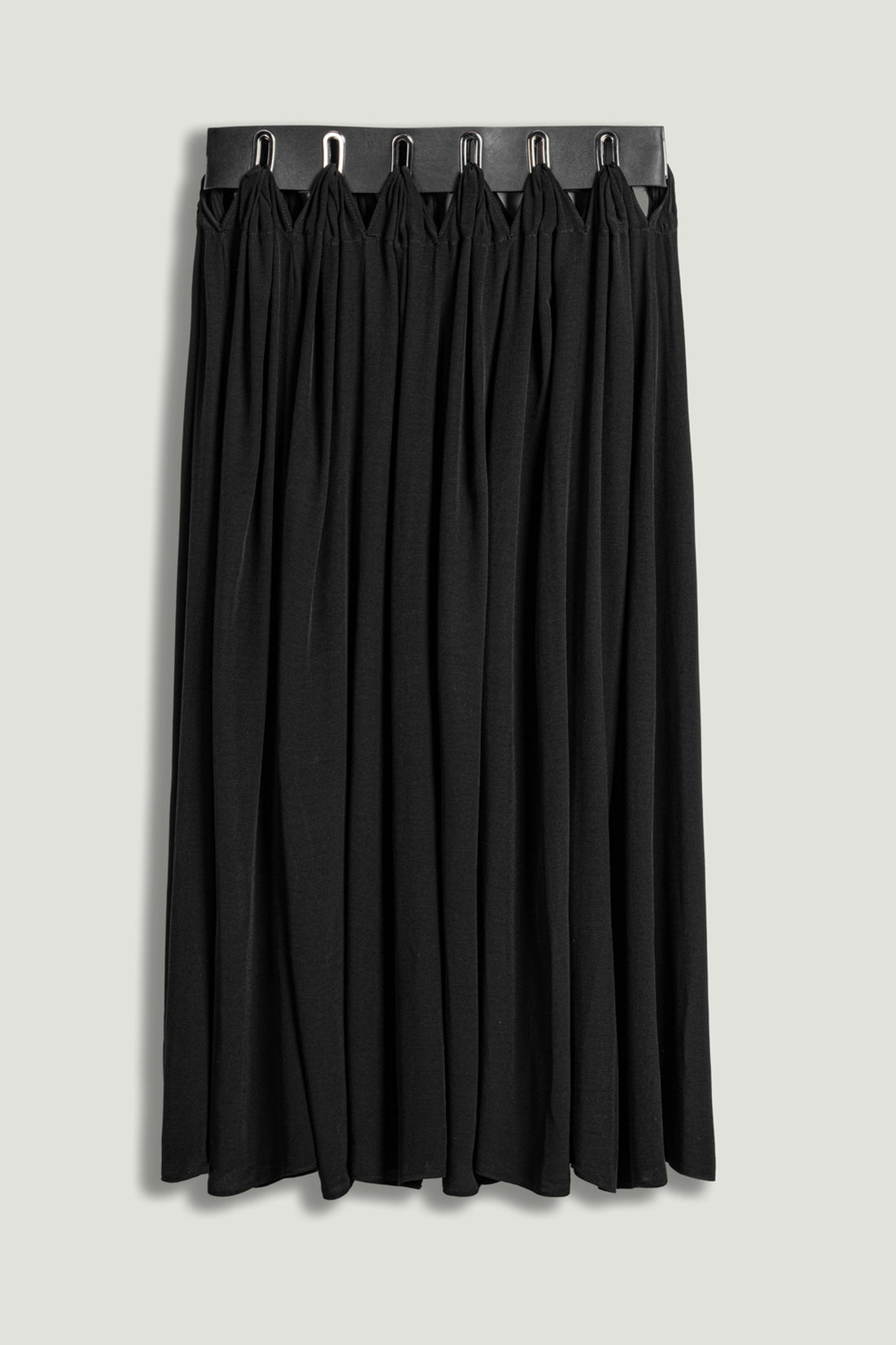 Pleated Ring-Detail Midi Skirt