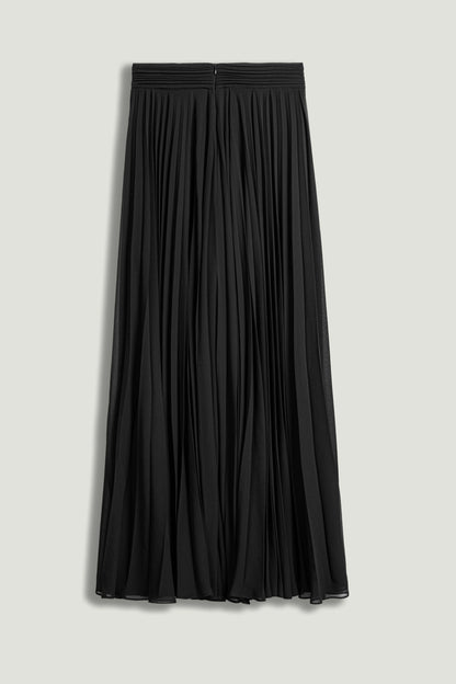 Pleated Ring-Detail Midi Skirt