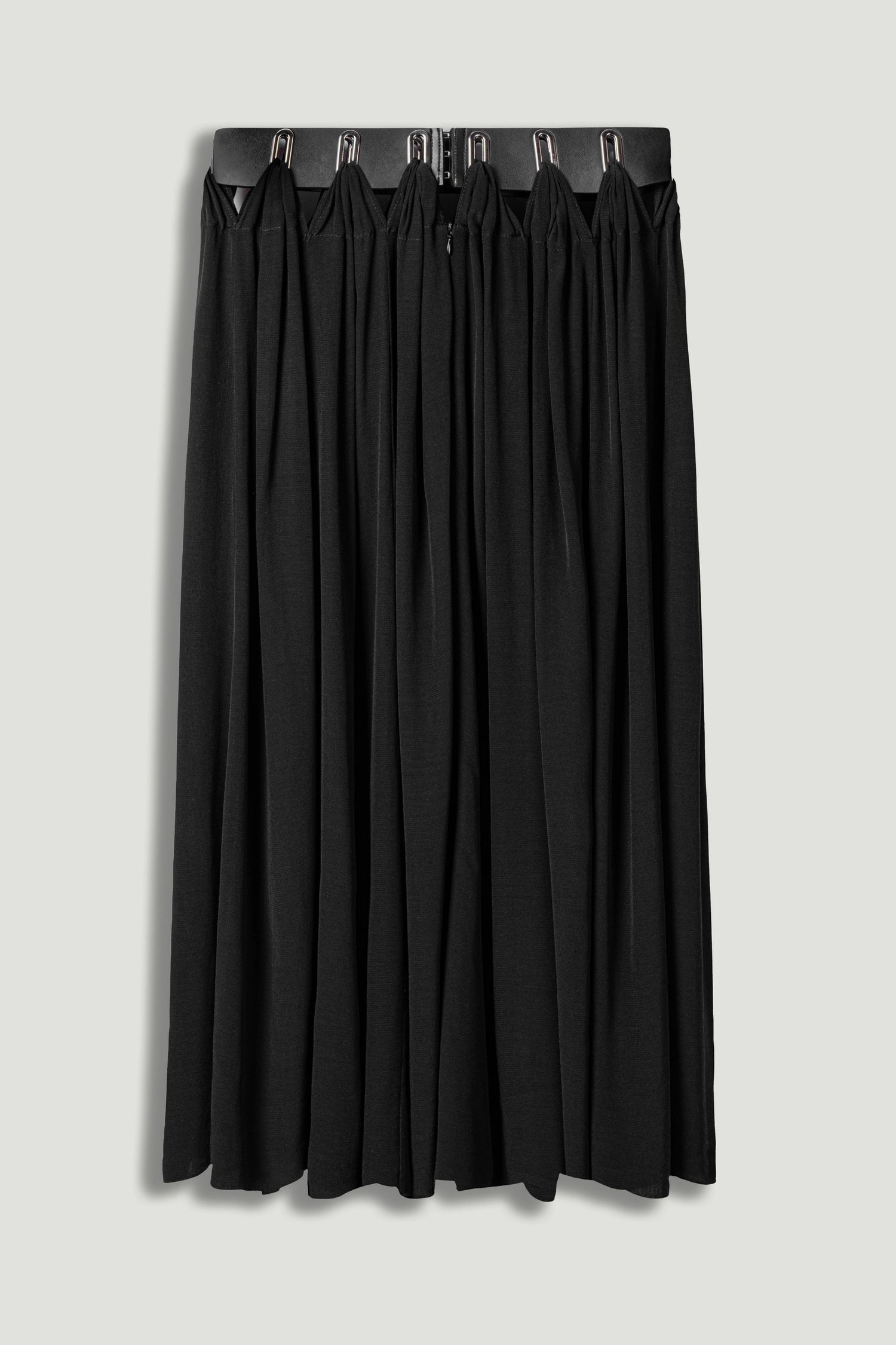 Pleated Ring-Detail Midi Skirt