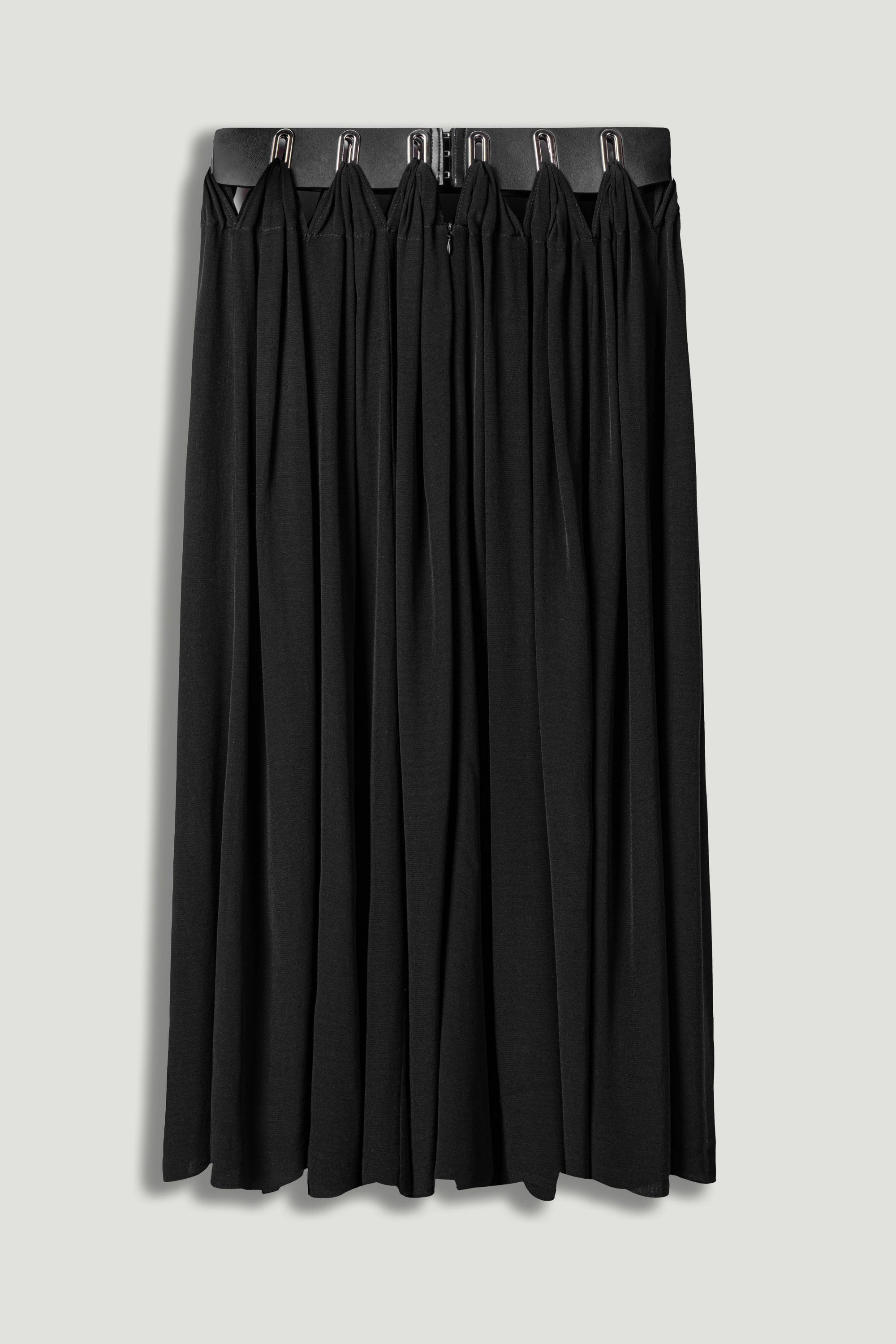 Pleated Ring-Detail Midi Skirt