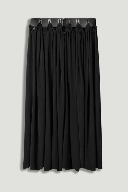 Pleated Ring-Detail Midi Skirt