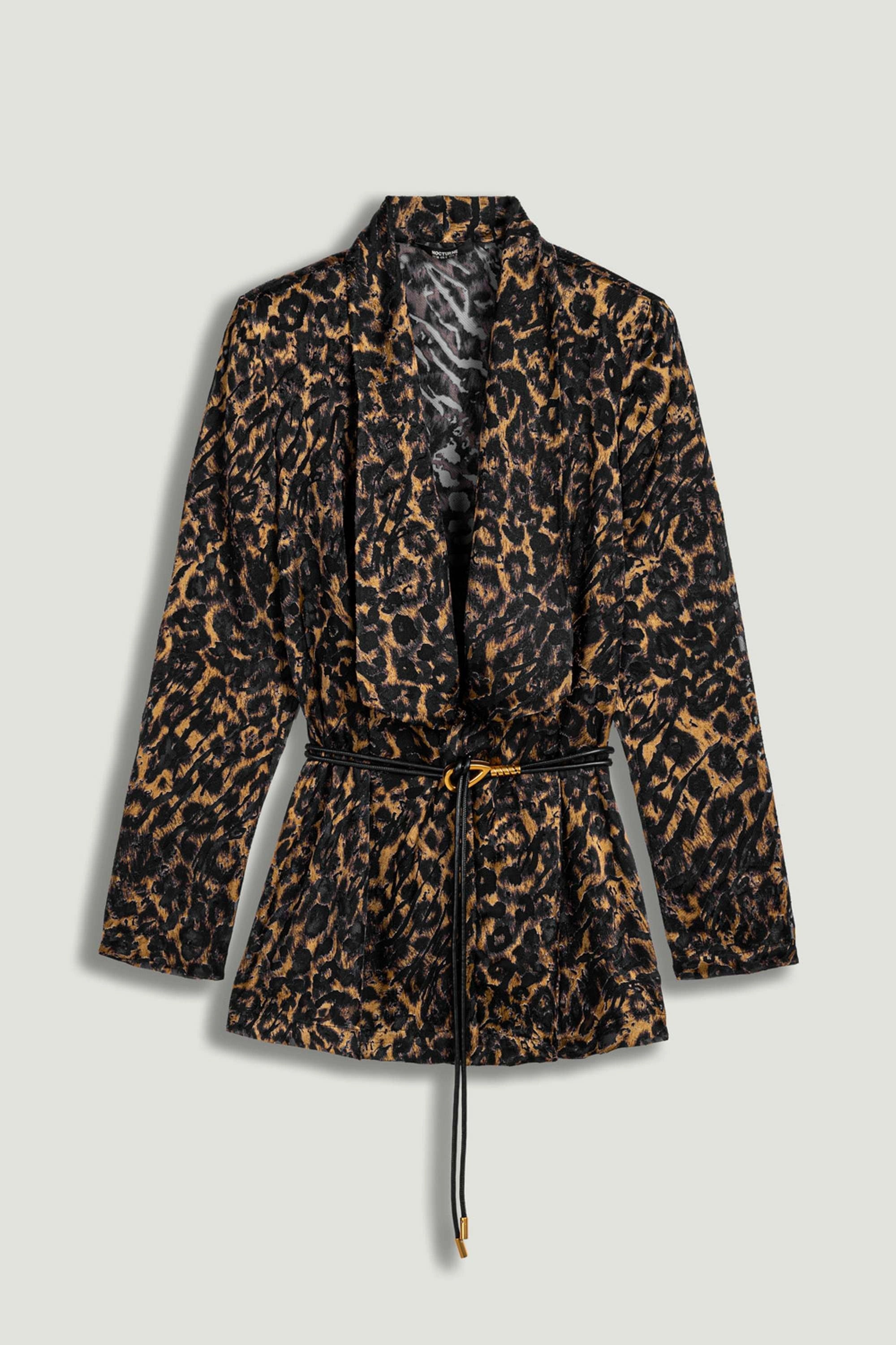 Printed Leopard Belted Jacket