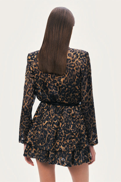 Printed Leopard Belted Jacket