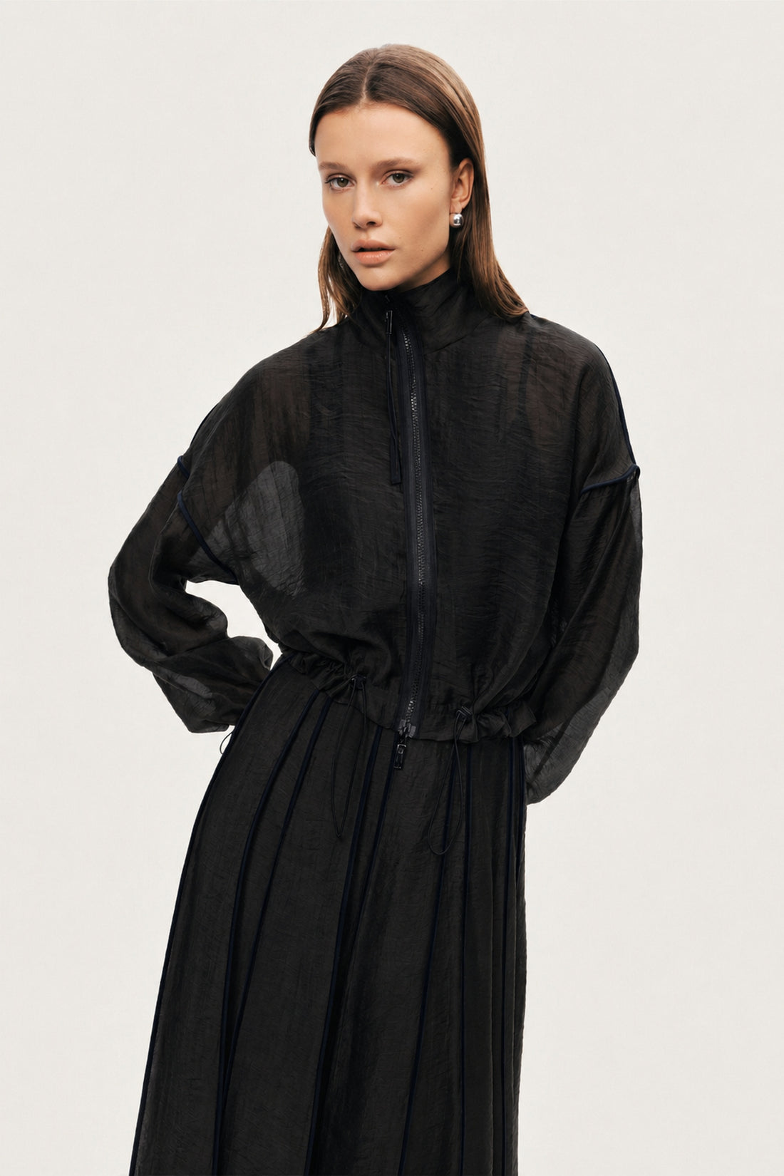 Braid-Trim Sheer Jacket