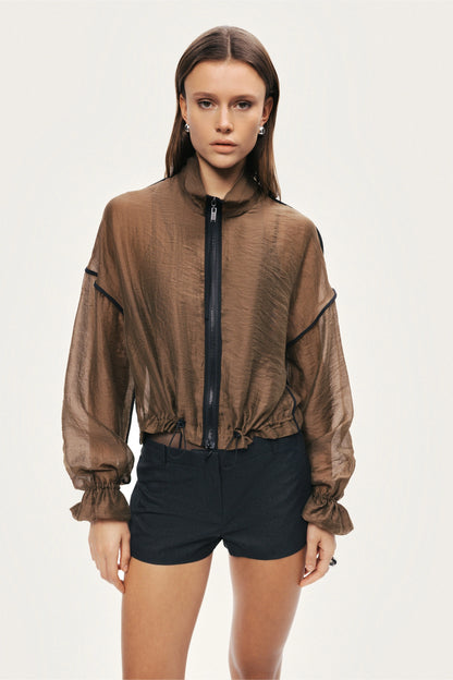 Sheer Zip-Front Jacket