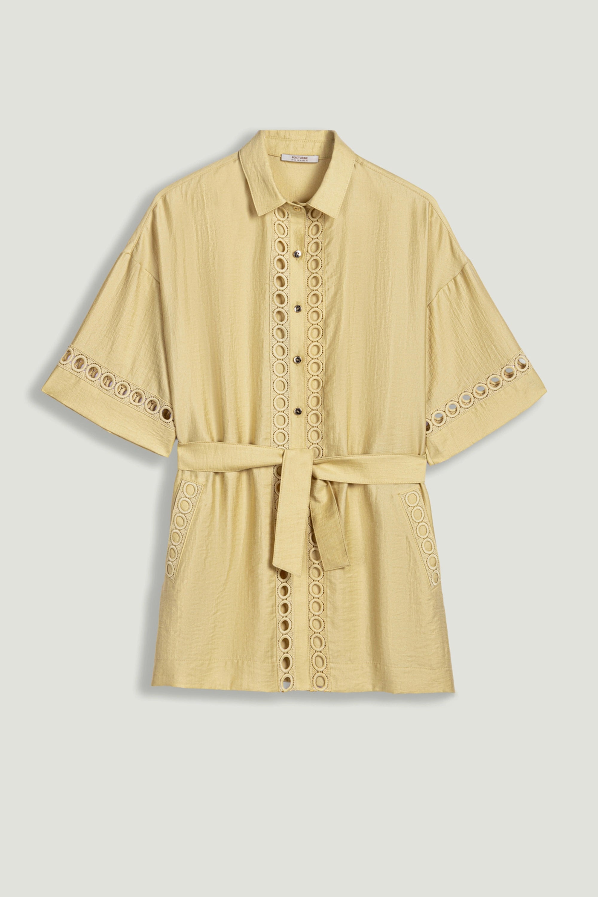 Belted Eyelet Detail Short-Sleeve Jacket