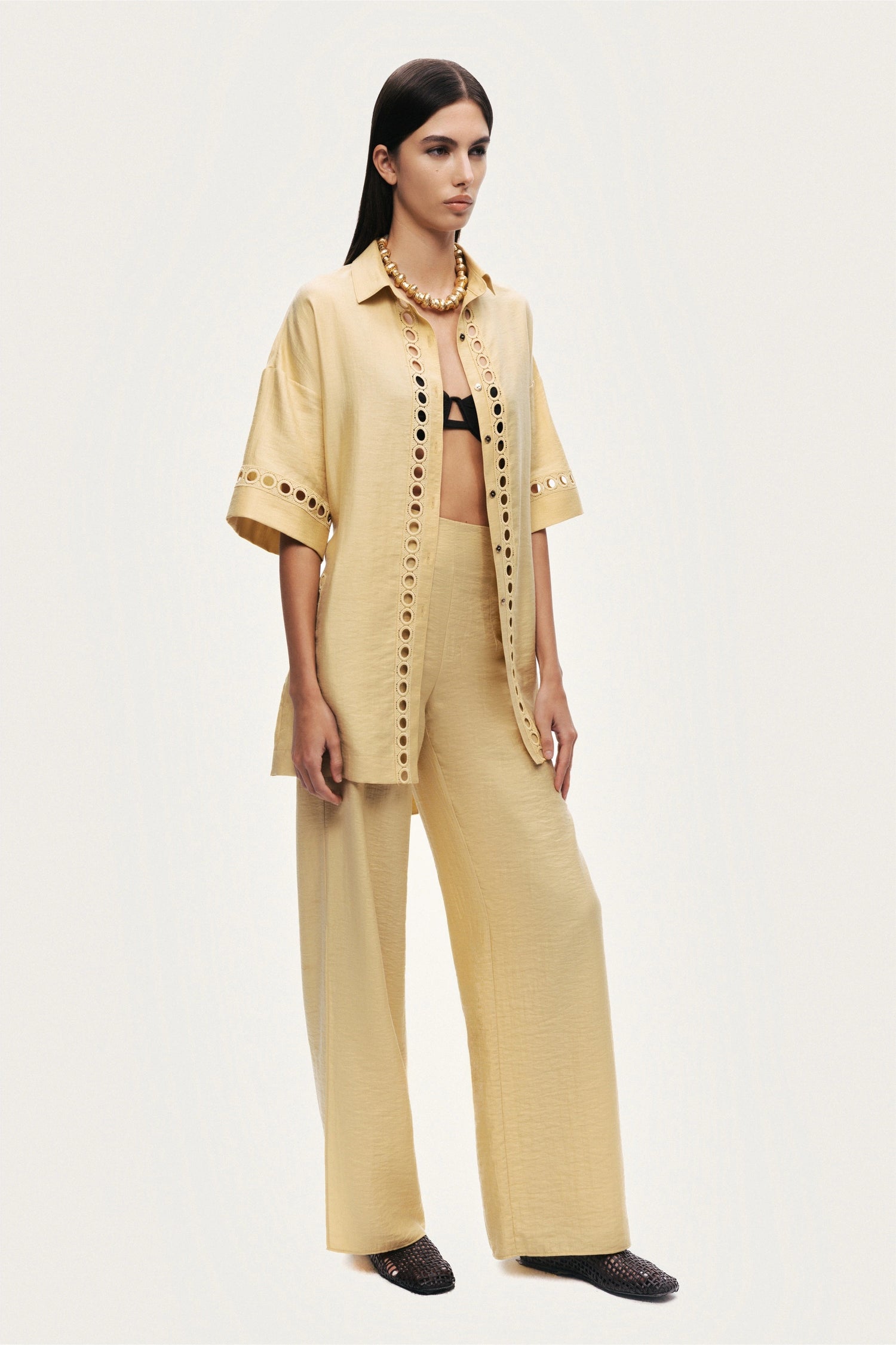 Belted Eyelet Detail Short-Sleeve Jacket