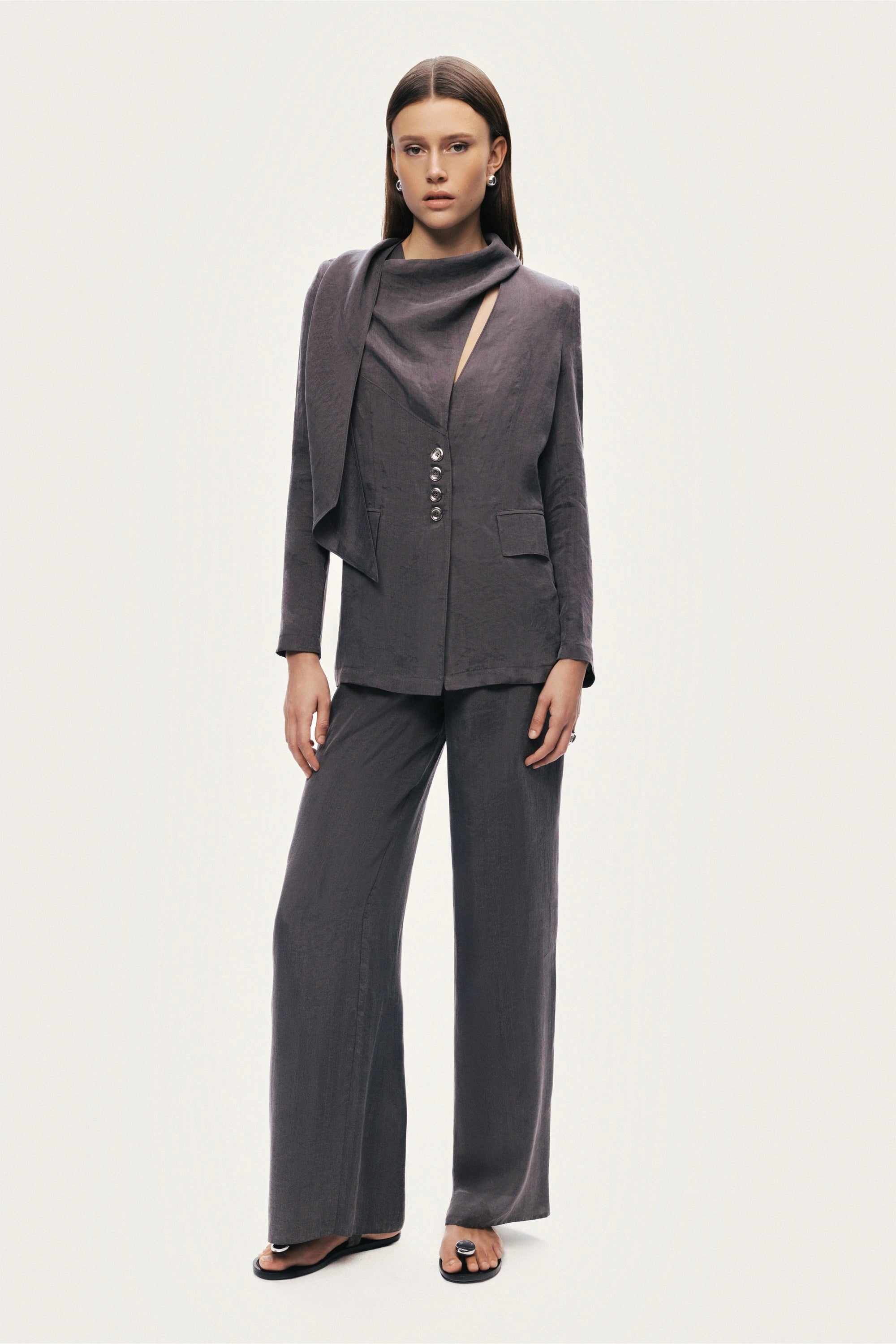 Asymmetrical Draped Tailored Jacket