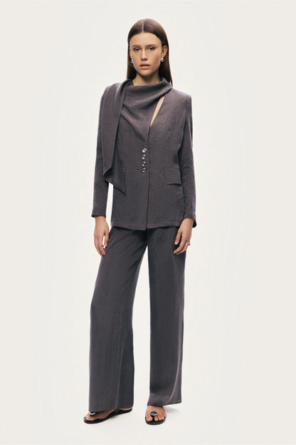 Asymmetrical Draped Tailored Jacket