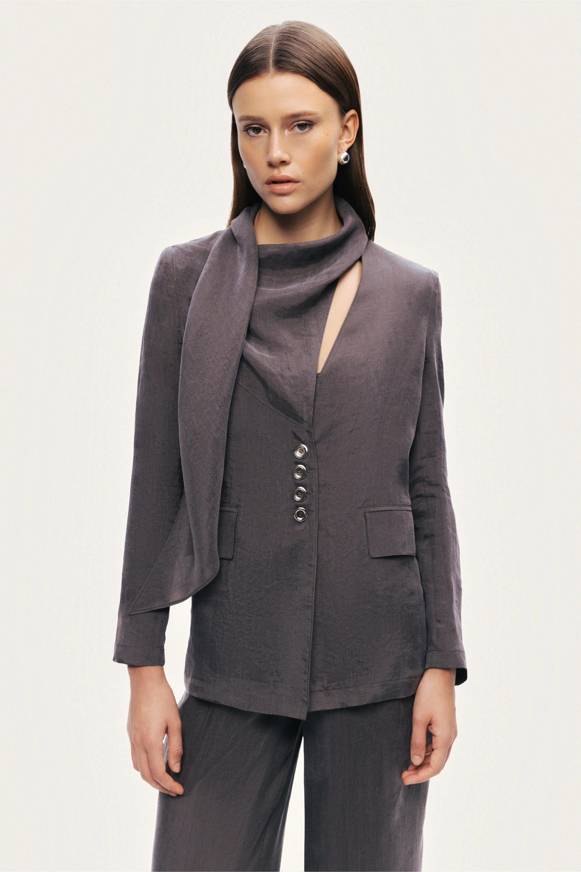 Asymmetrical Draped Tailored Jacket