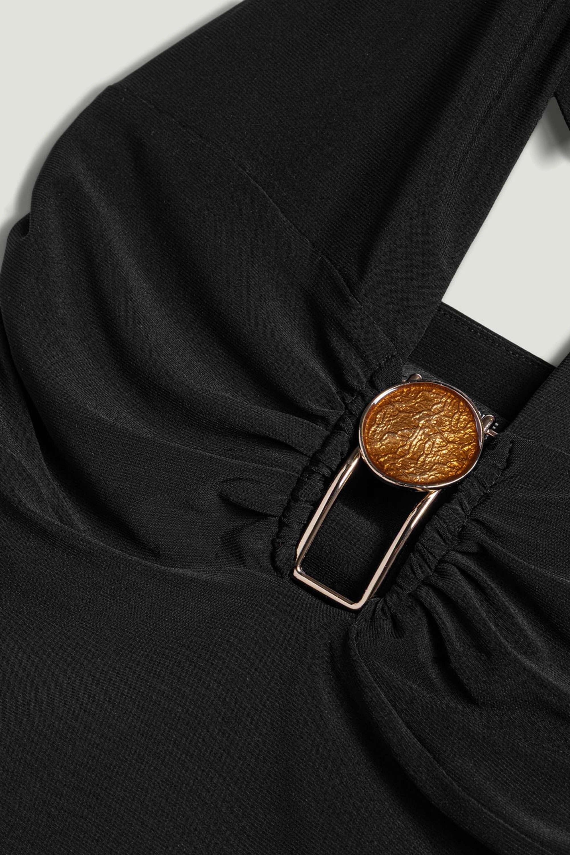 Deep V Halter Detail Blouse