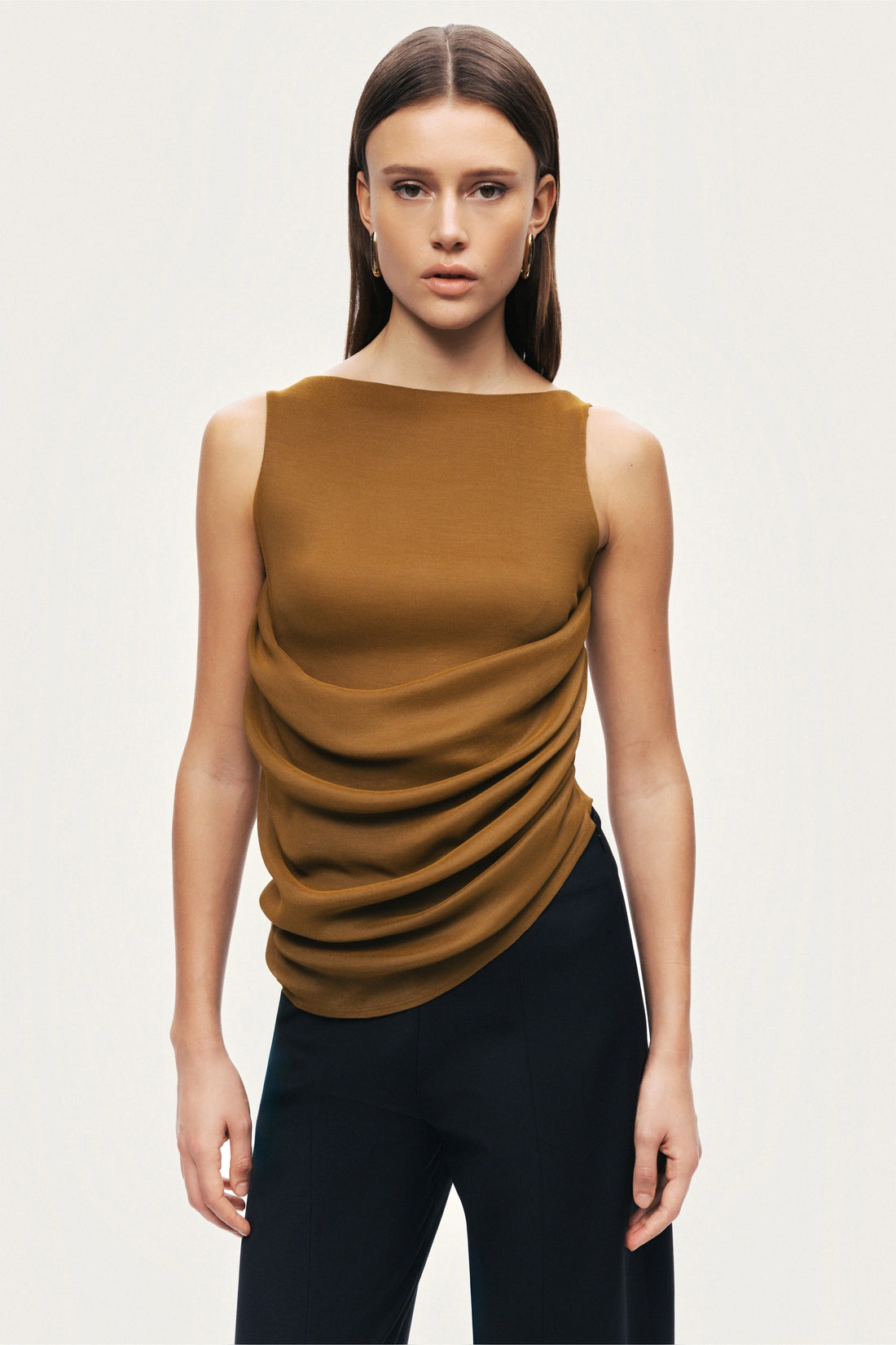 Draped Sleeveless Blouse