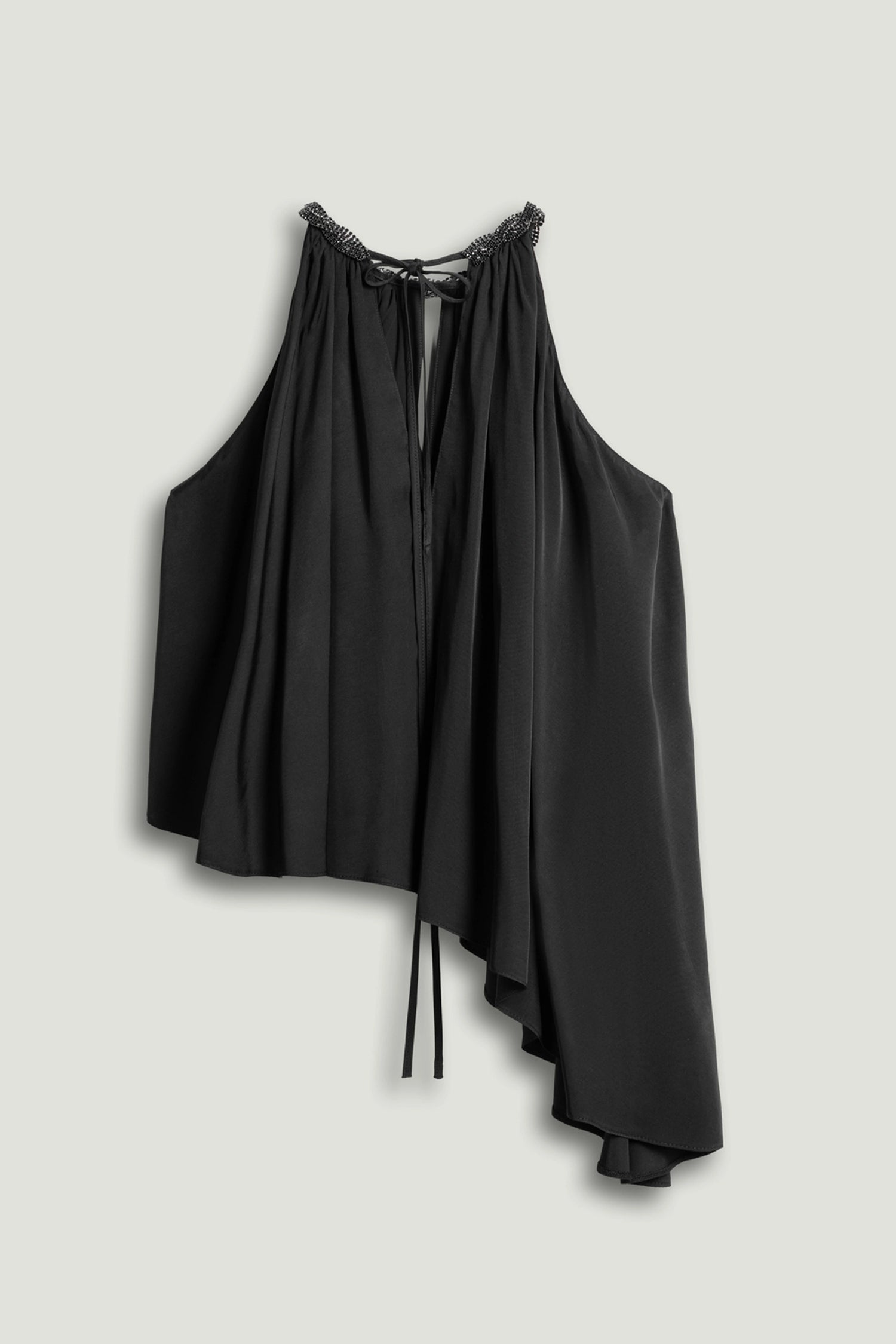 Black Embellished Halter Blouse
