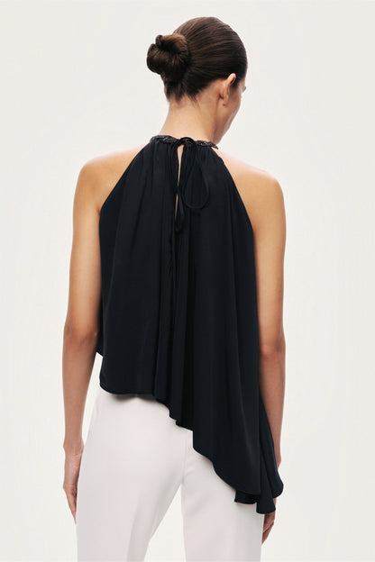 Black Embellished Halter Blouse