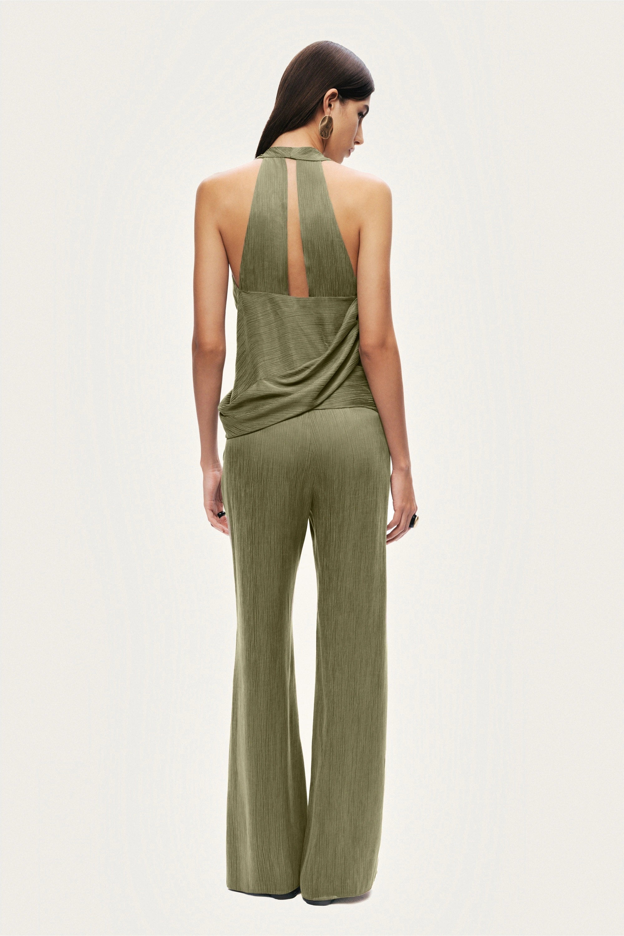 Asymmetric Halter Wrap Top