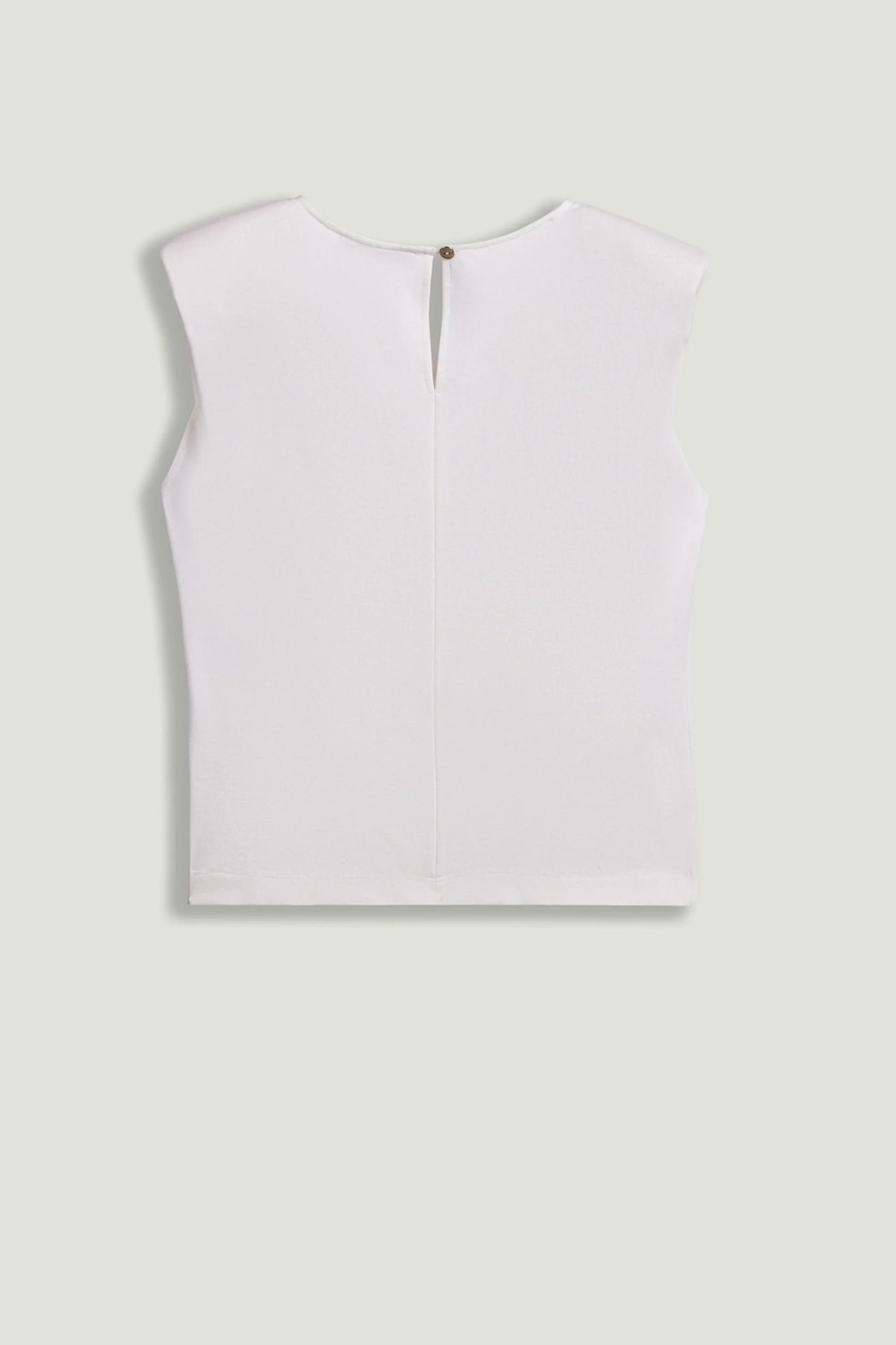 Sleeveless Buckle-Detail Blouse