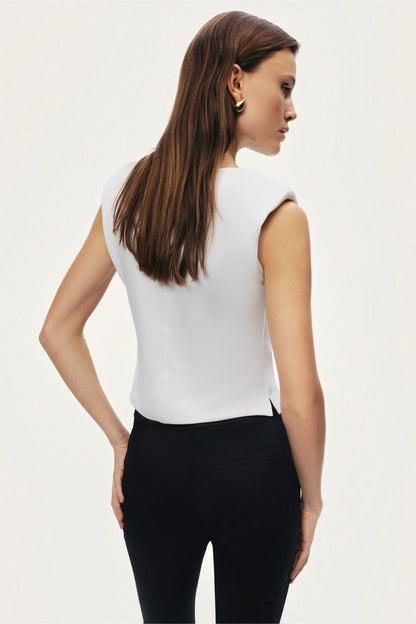 Sleeveless Buckle-Detail Blouse