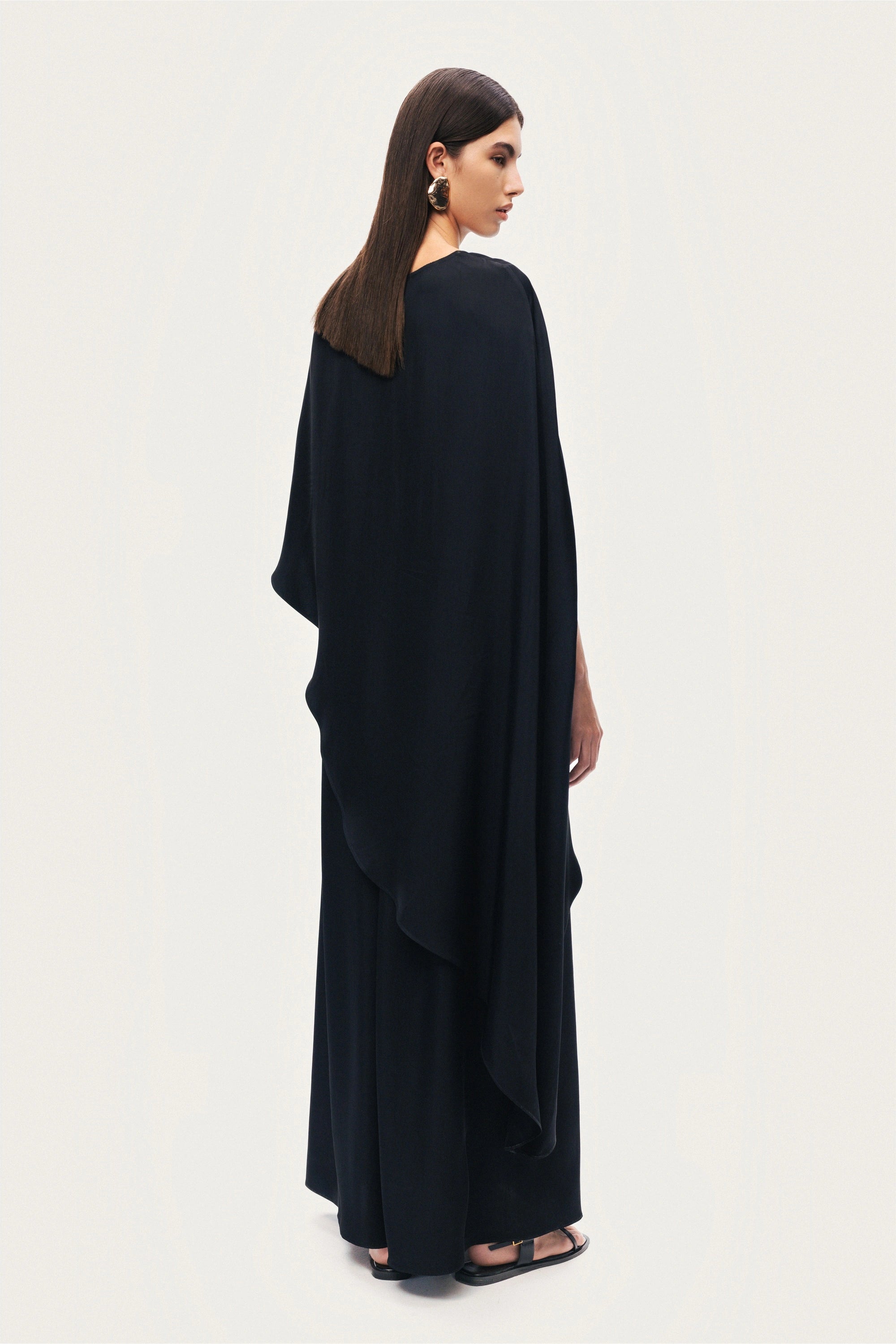 Black Draped Cape Blouse
