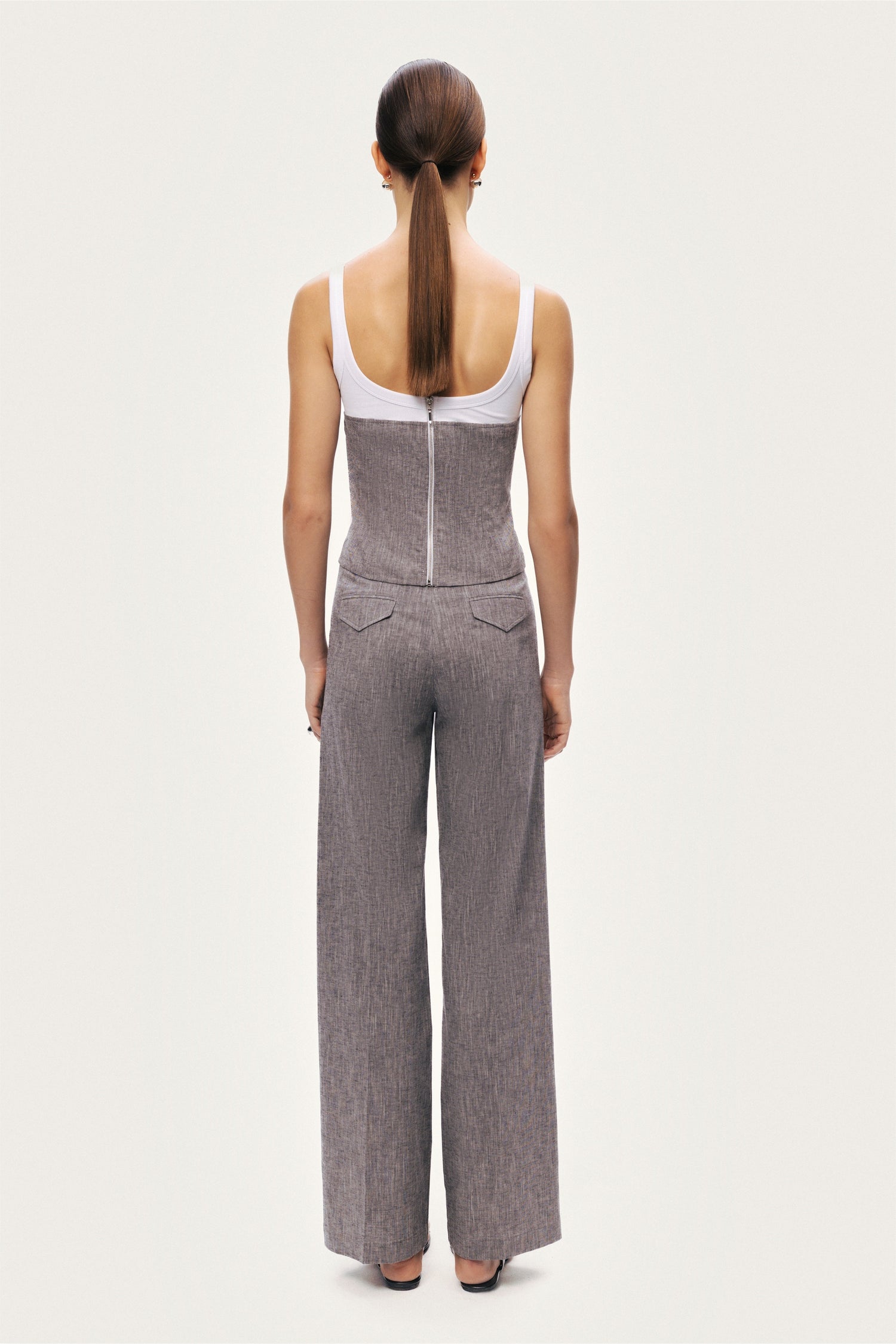 Button-Front Tailored Blouse