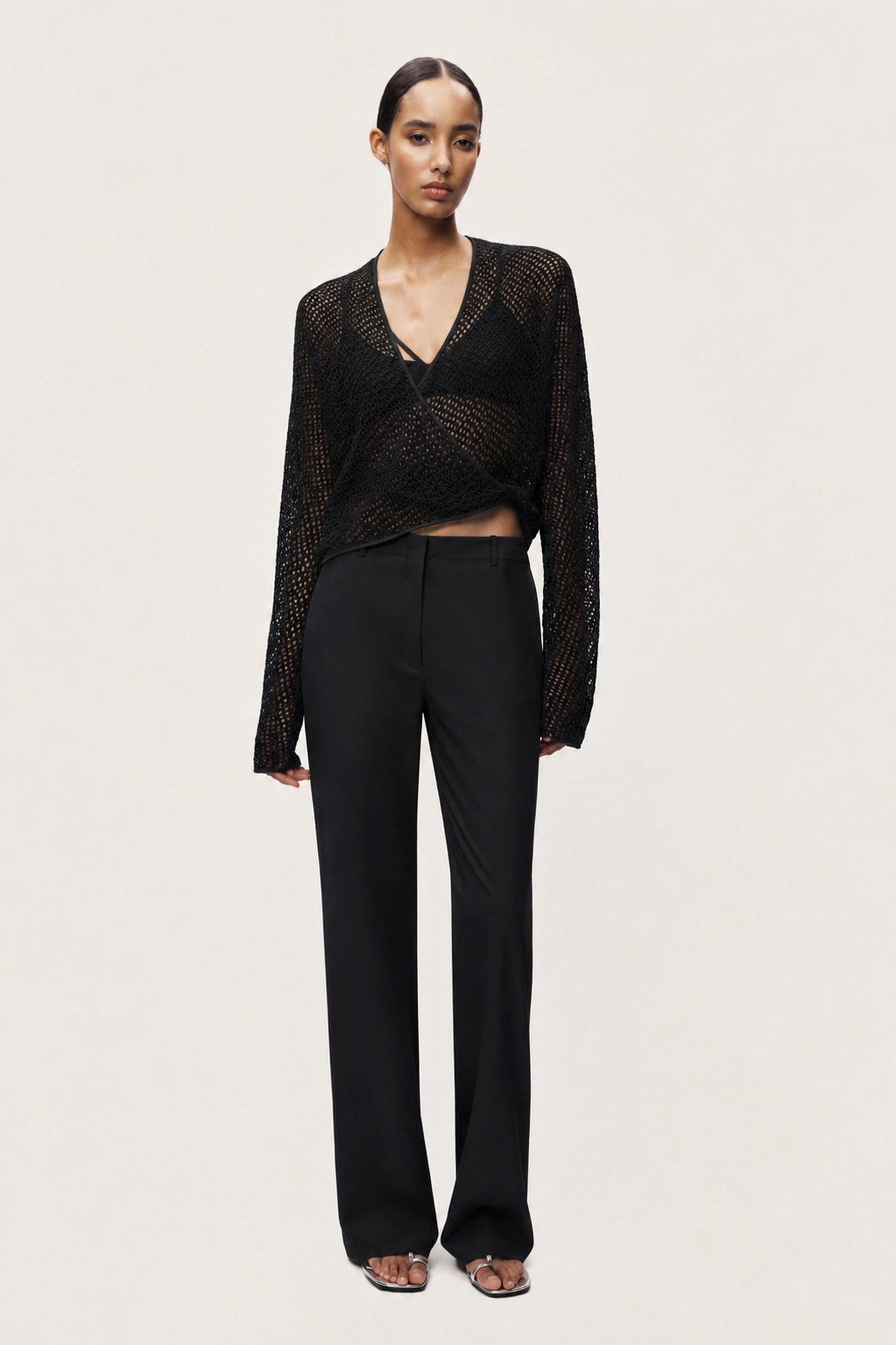 Wrap Mesh Blouse