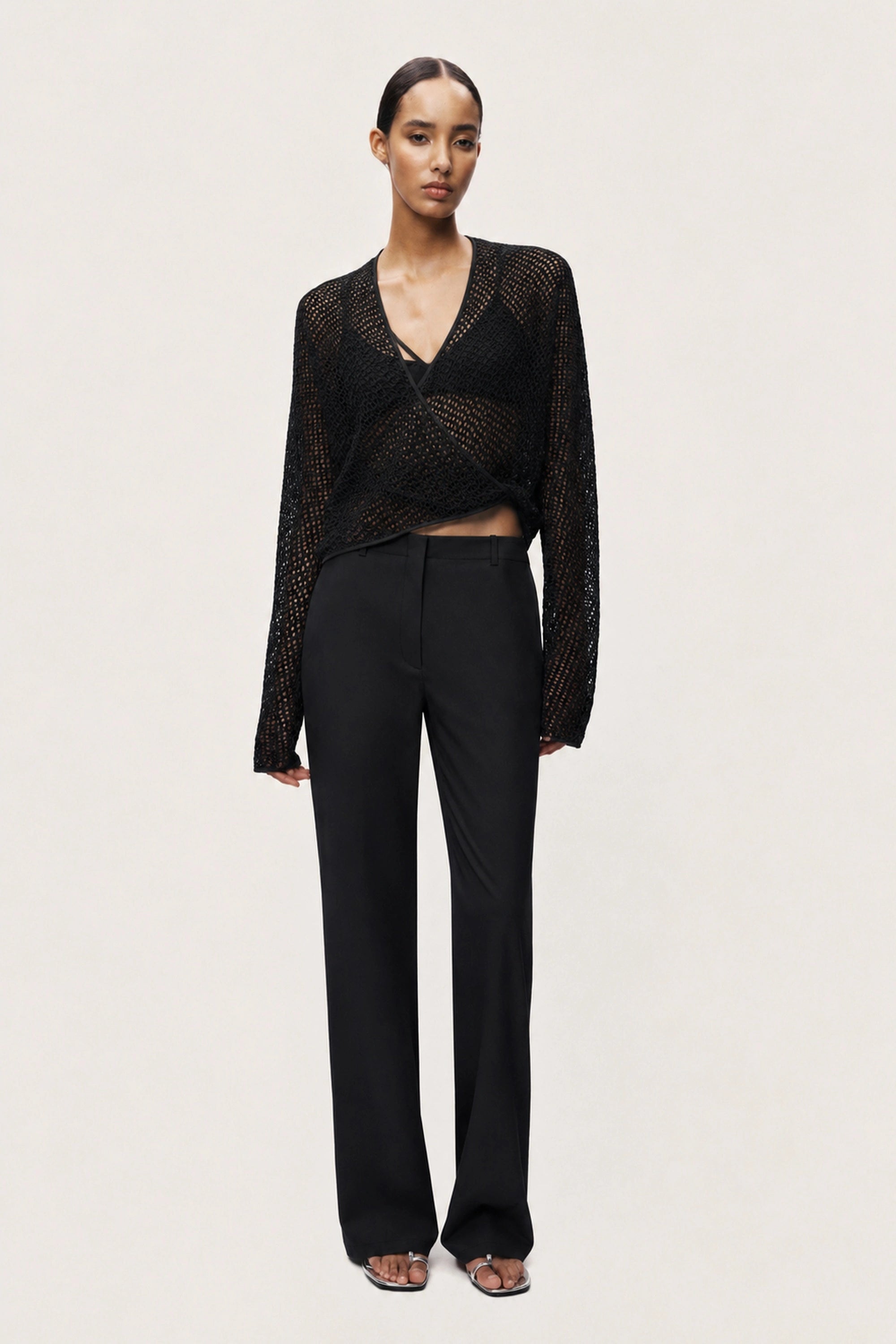 Wrap Mesh Blouse