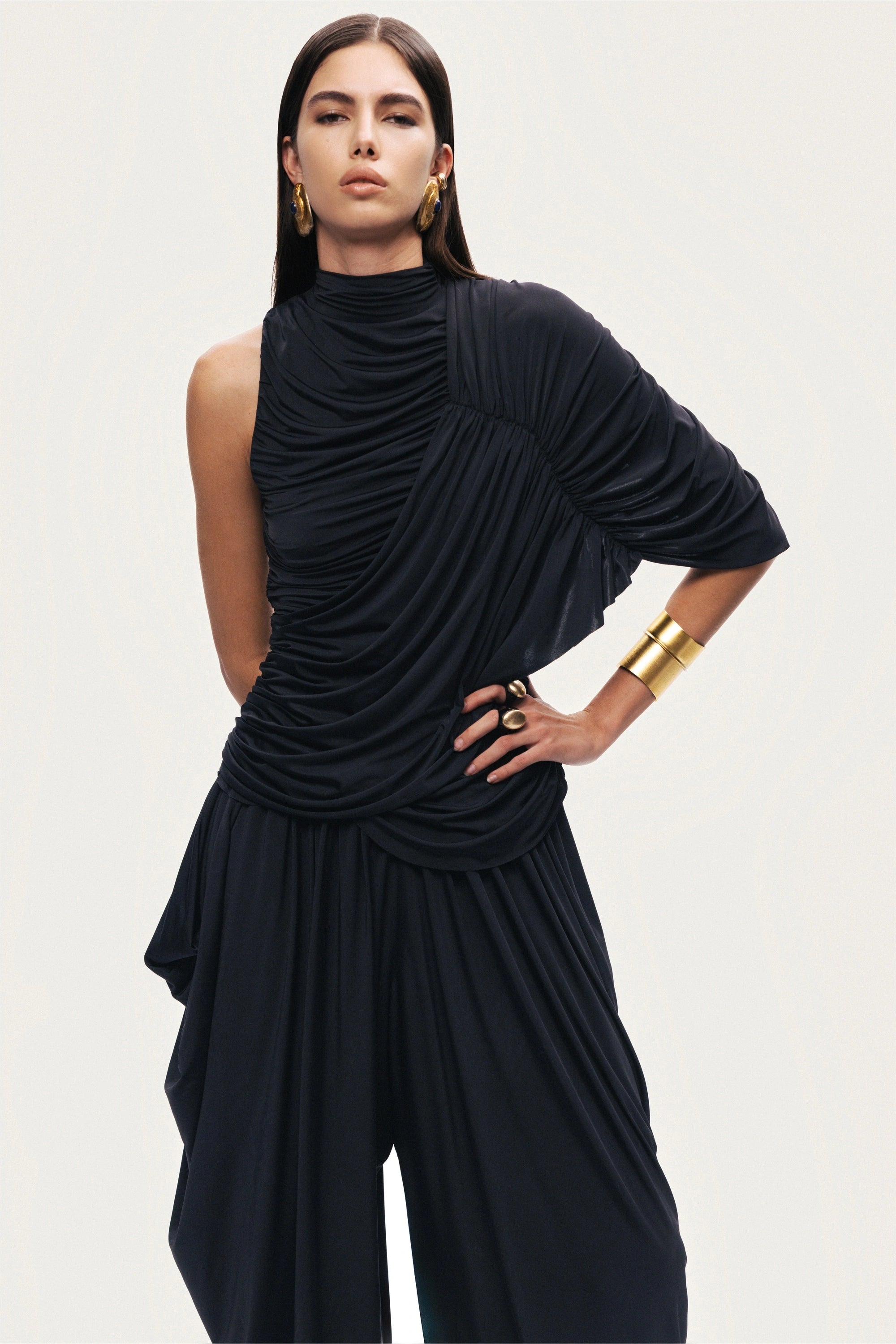 Asymmetric Draped Blouse