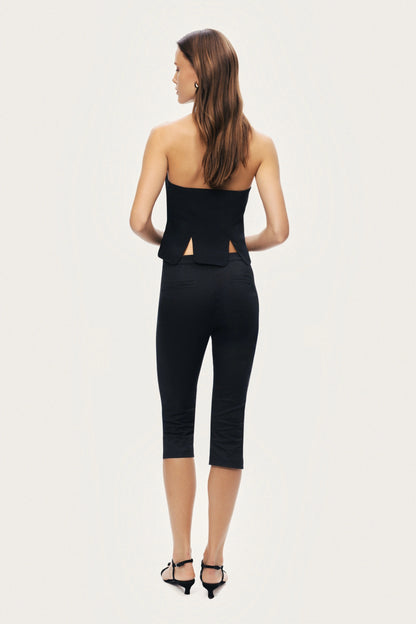 Black Halter Neck Structured Top