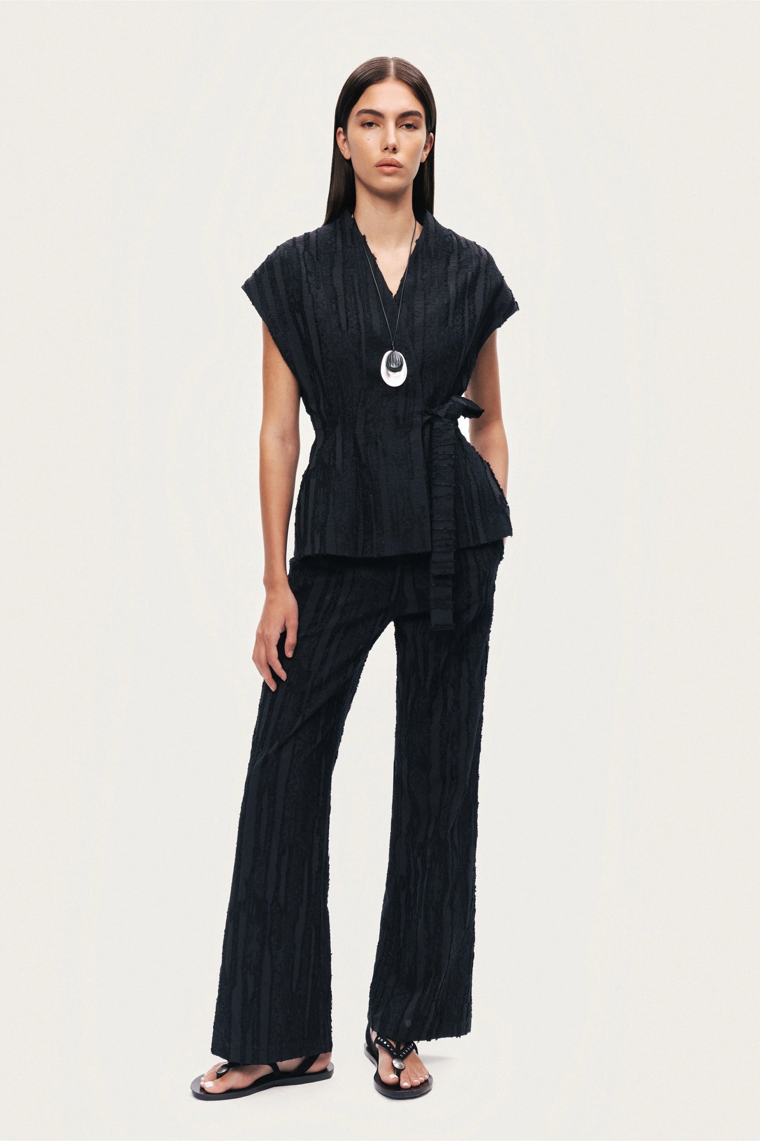 Textured Belted Vest