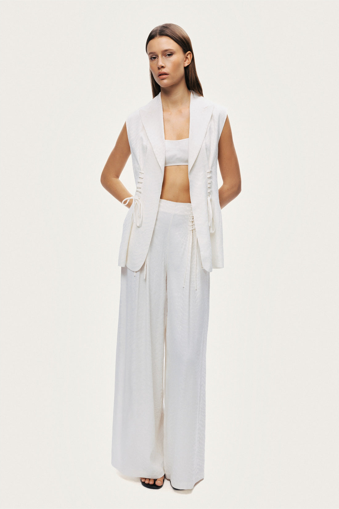 Lace-Up Waist Tailored Vest
