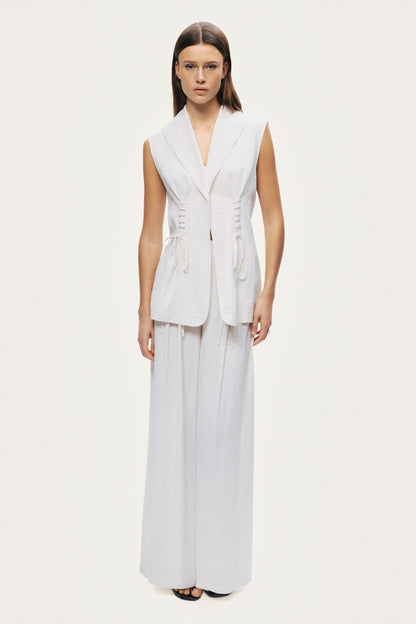 Lace-Up Waist Tailored Vest