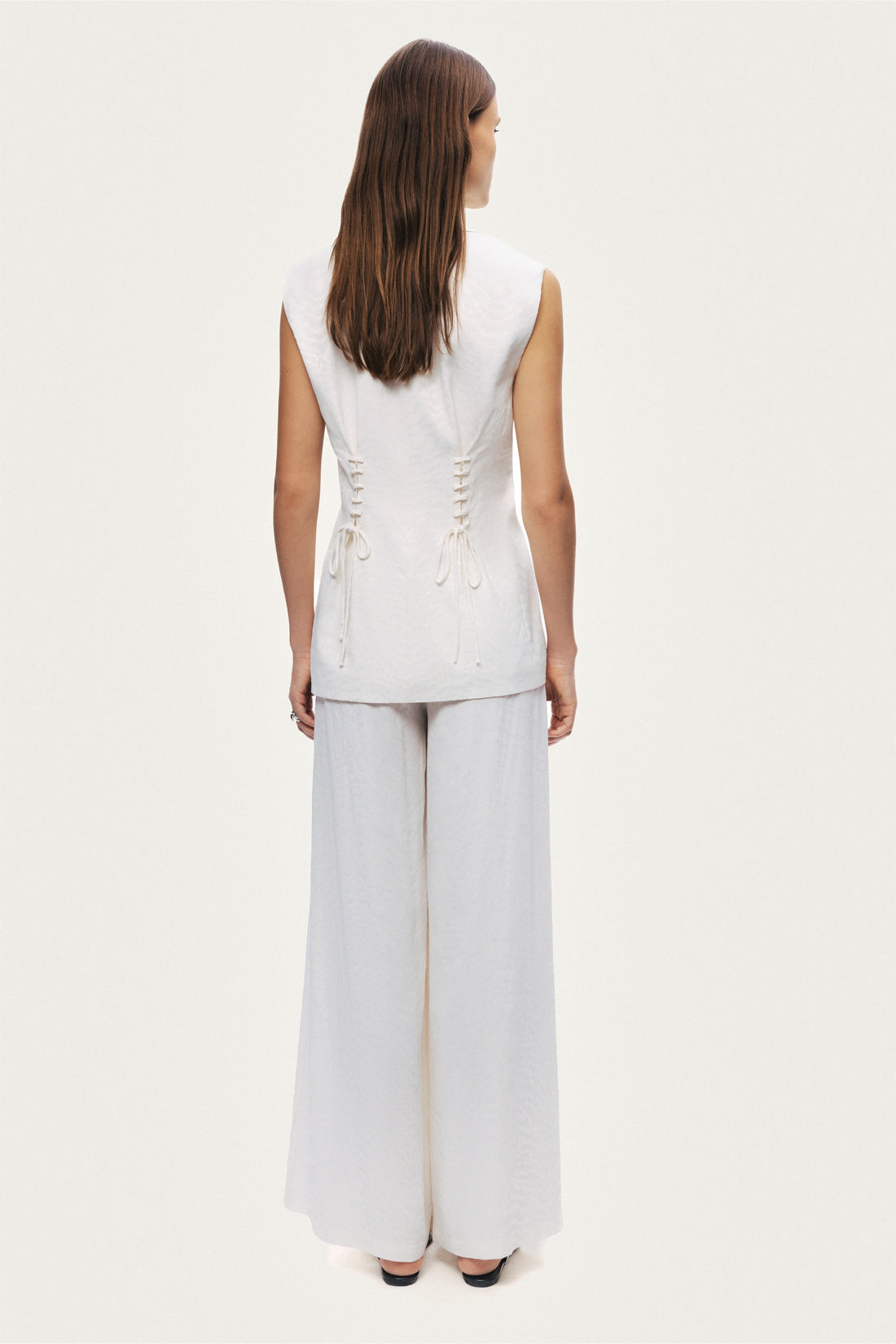 Lace-Up Waist Tailored Vest