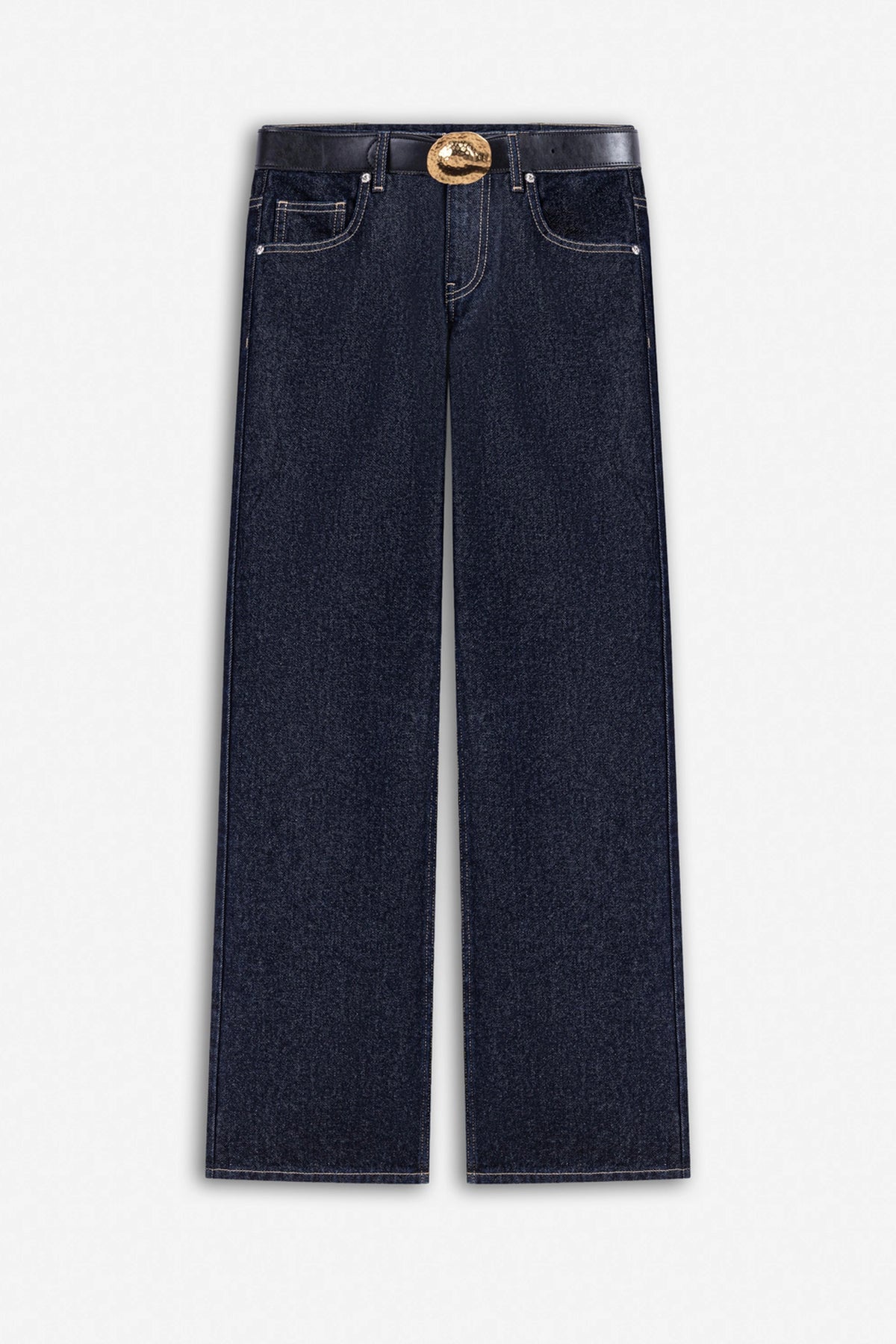 Belt Detail Wide Leg Jeans