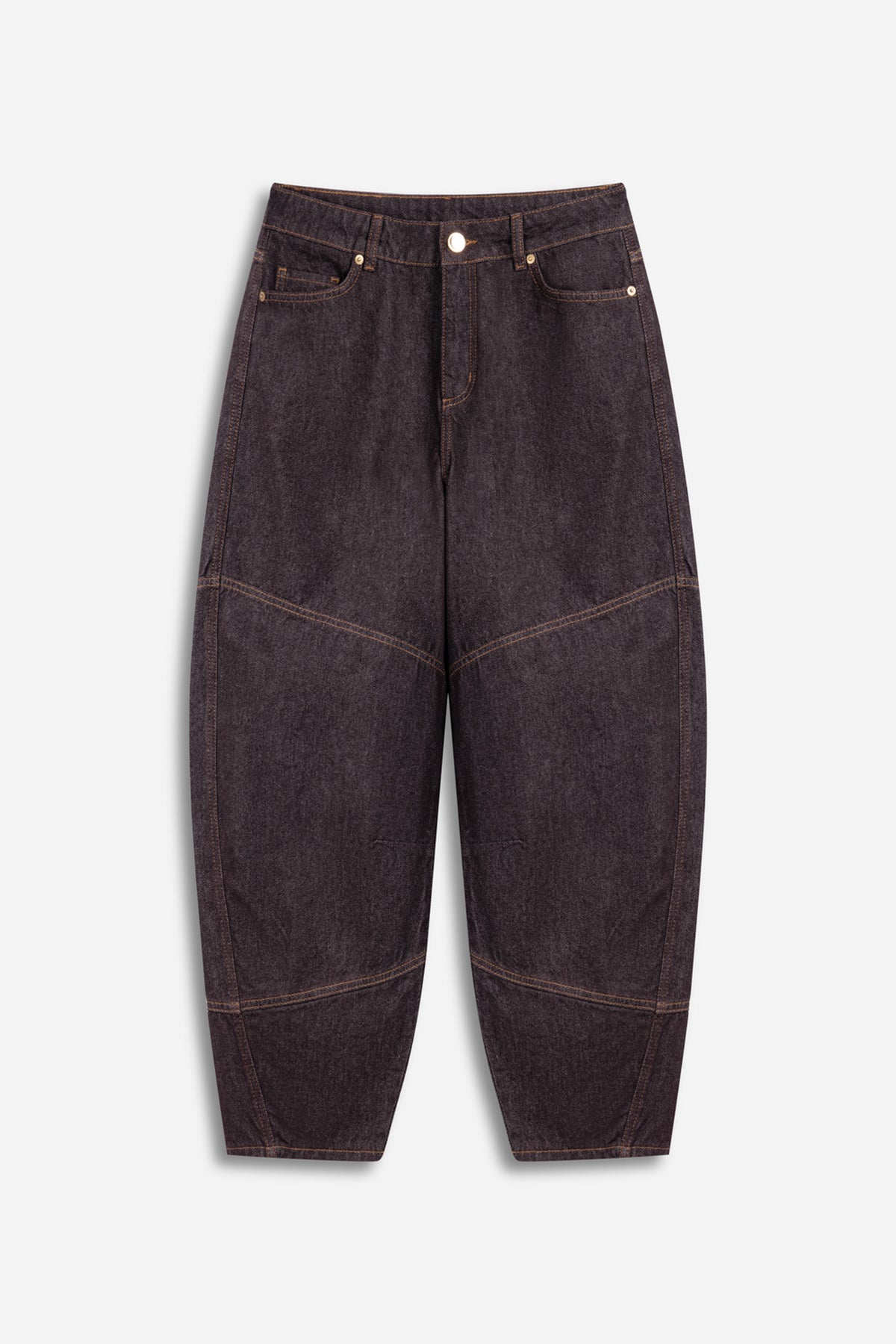 Barrel Leg Panelled Jeans
