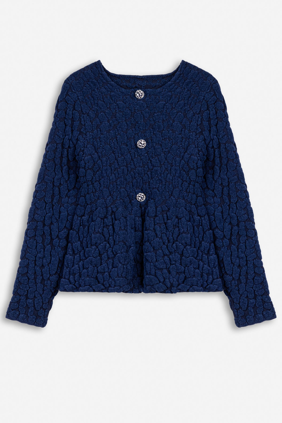 Textured Knit Peplum Cardigan