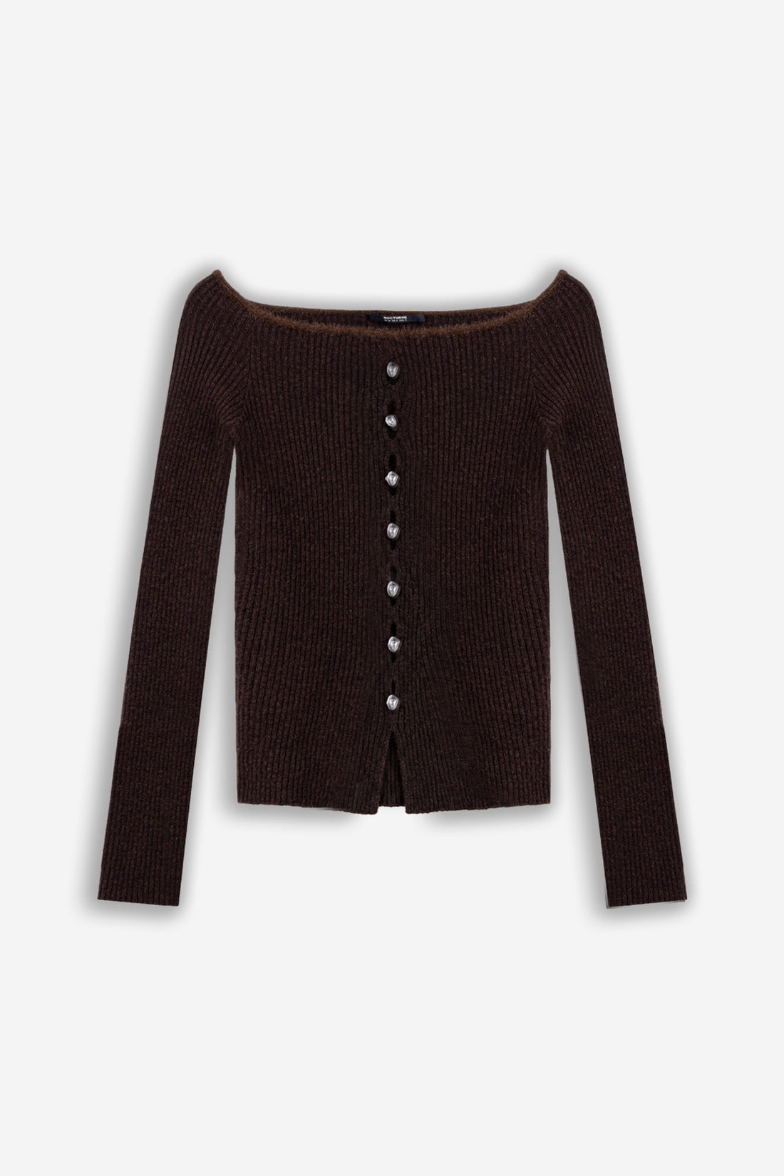 Off-Shoulder Ribbed Knit Cardigan