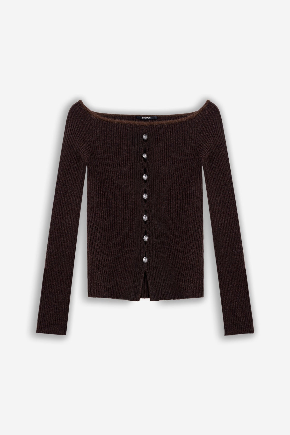 Off-Shoulder Ribbed Knit Cardigan