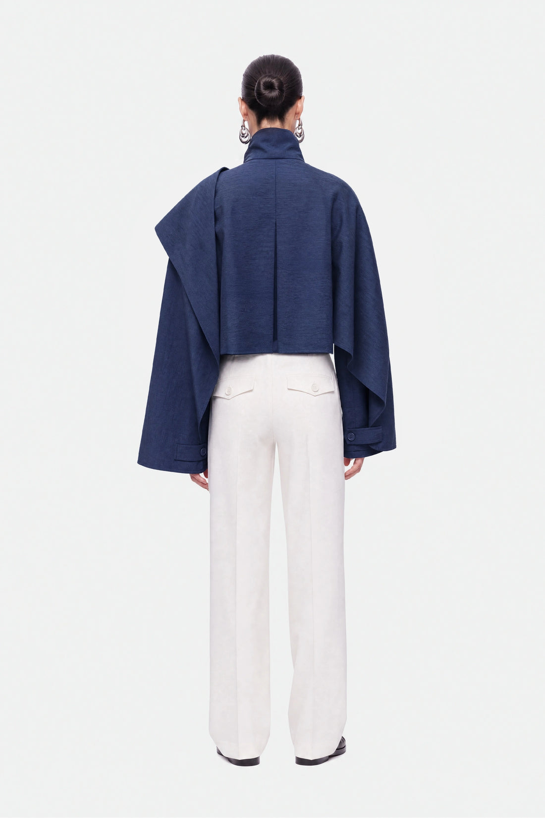 Shawl Detail Stand Collar Trench Coat