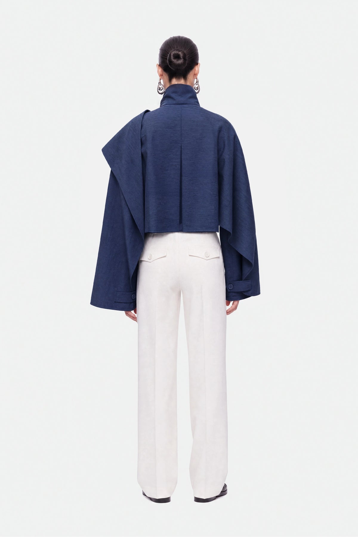 Shawl Detail Stand Collar Trench Coat