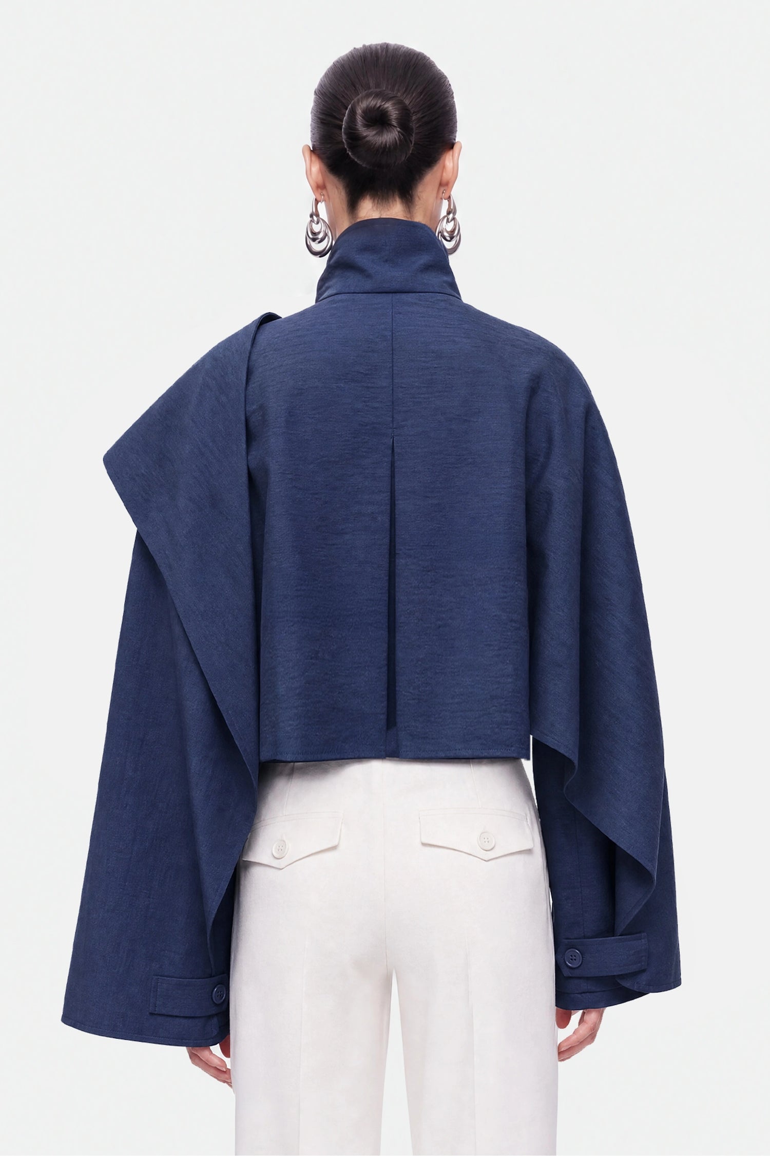 Shawl Detail Stand Collar Trench Coat