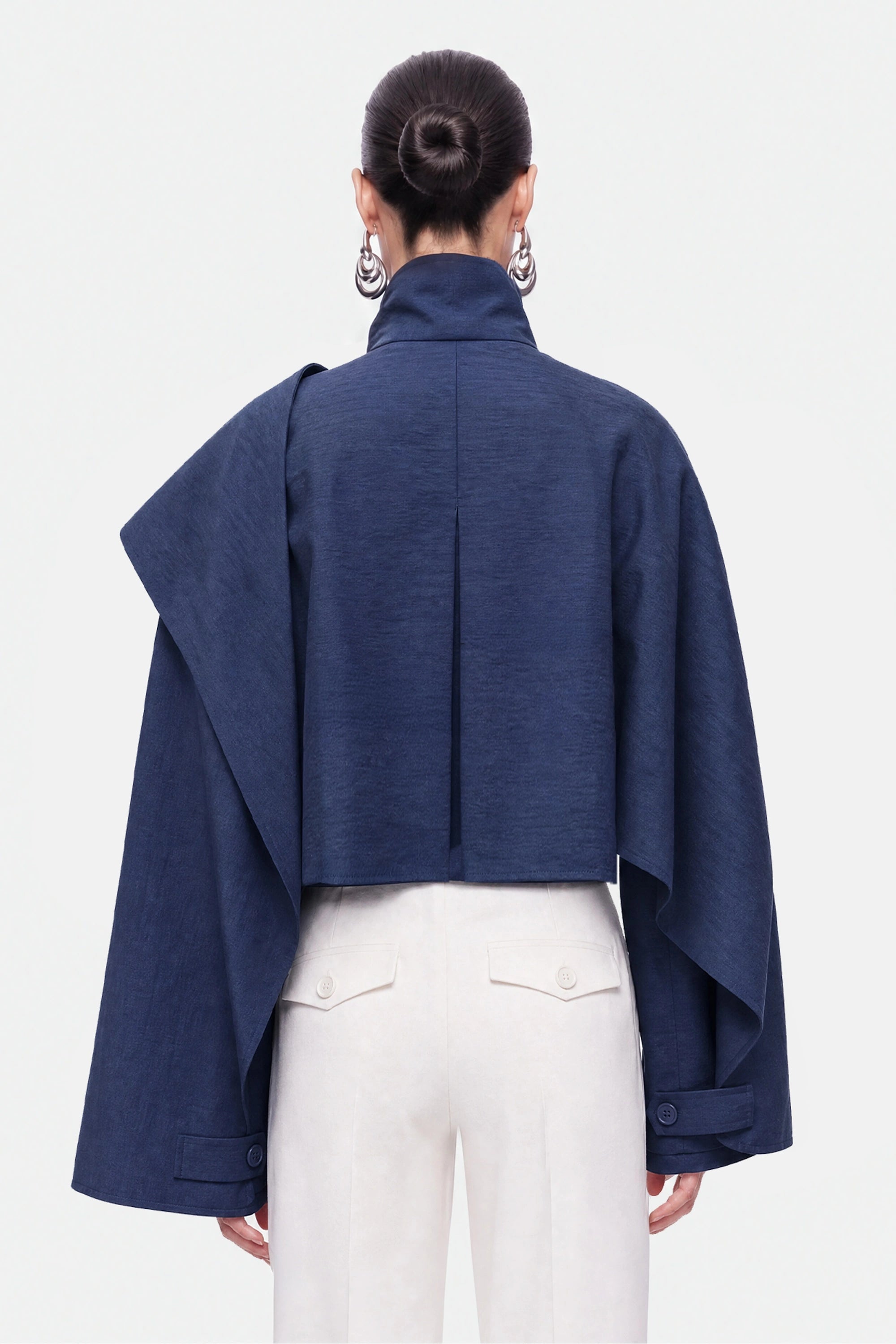Shawl Detail Stand Collar Trench Coat
