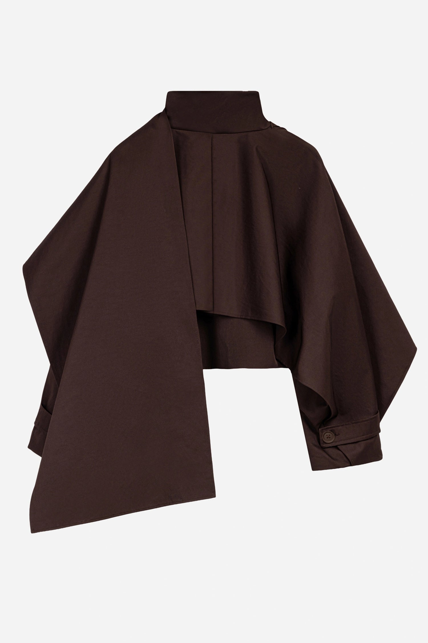 Shawl Detail Stand Collar Trench Coat