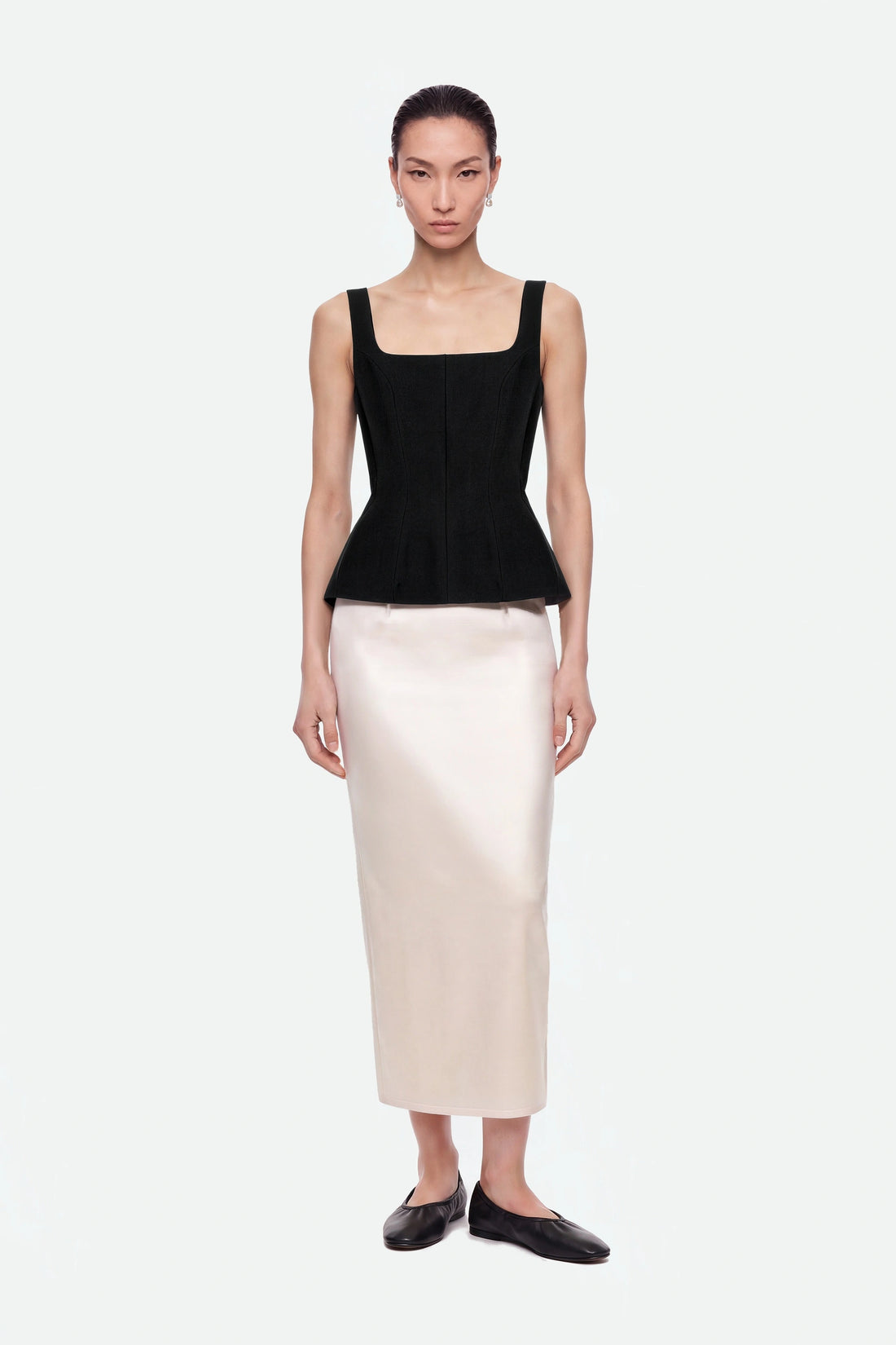 Boned Square Neck Peplum Bustier Top