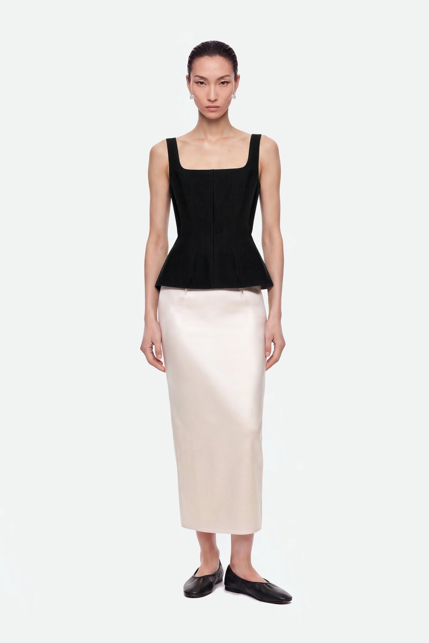 Boned Square Neck Peplum Bustier Top