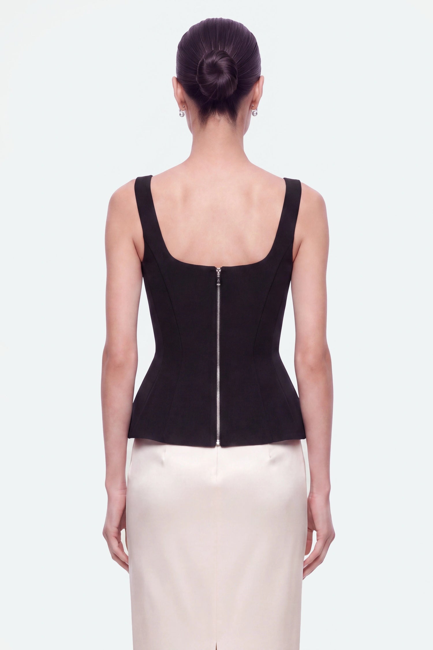 Boned Square Neck Peplum Bustier Top