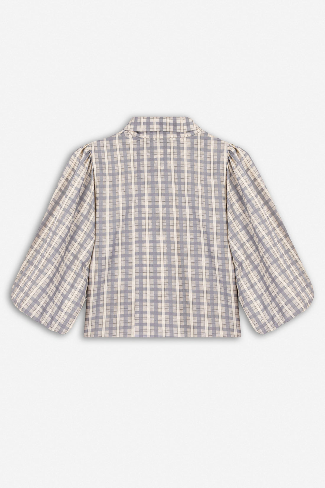 Checked Tie Neck Cropped Shirt